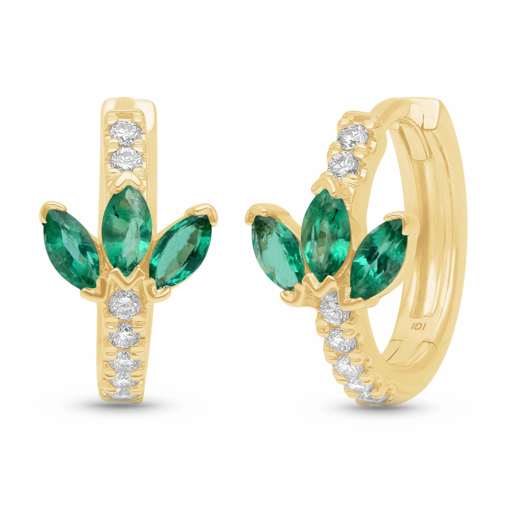 Emerald Trio Earrings - YG