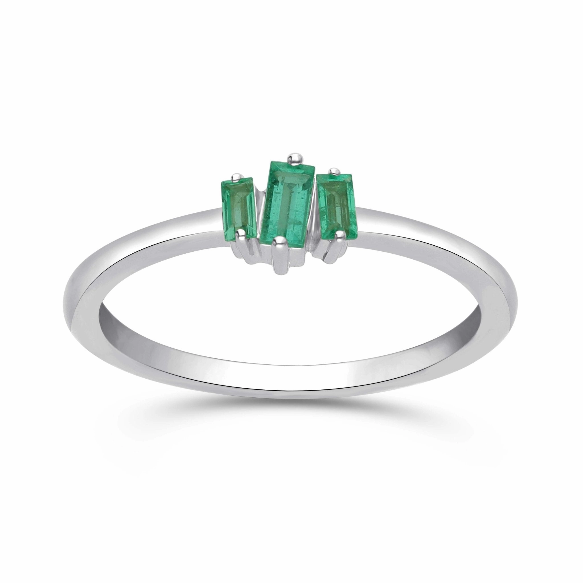 Emerald Trio Stackable Ring - WG