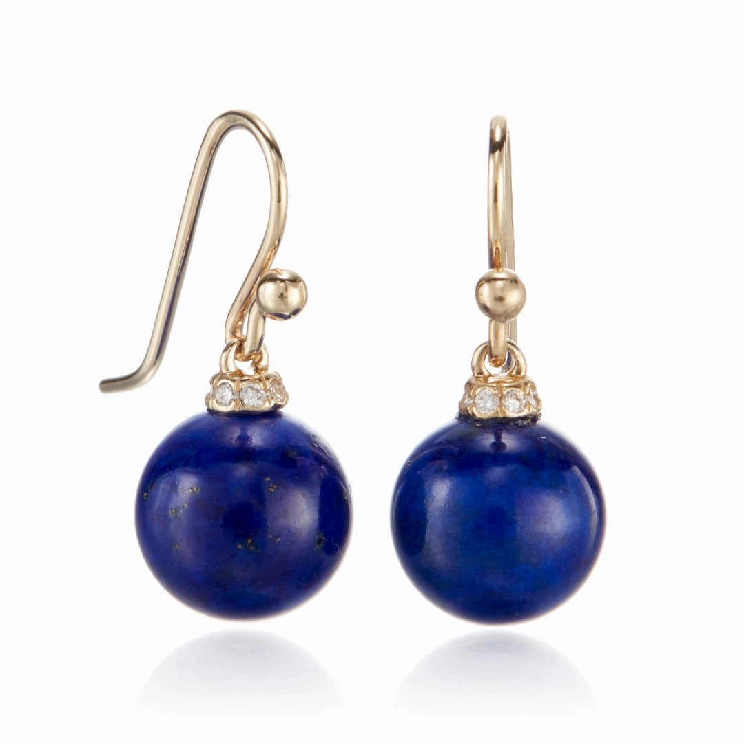 Empress Earrings in Lapis & Diamonds