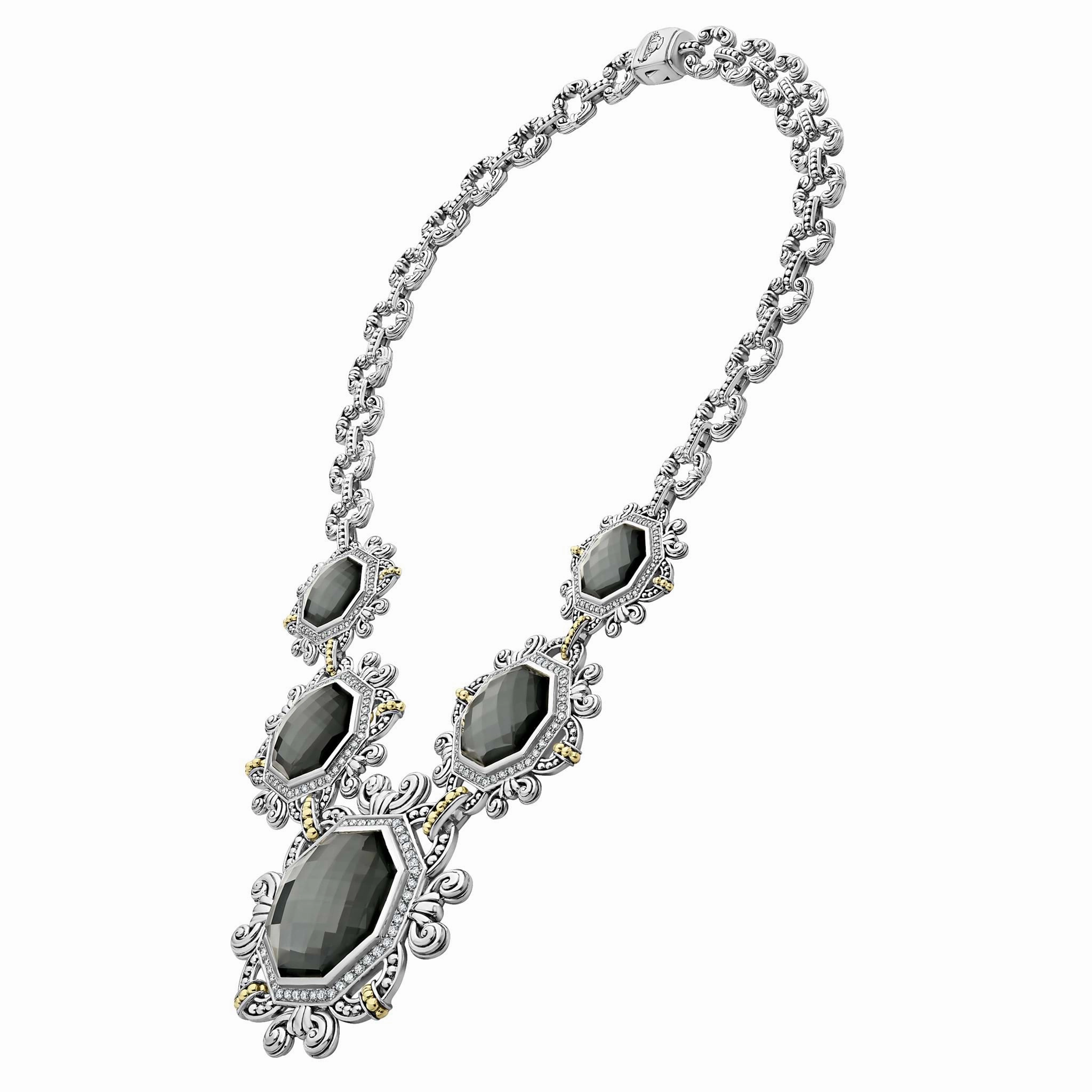 Empress Hematite and Diamond Statement Necklace