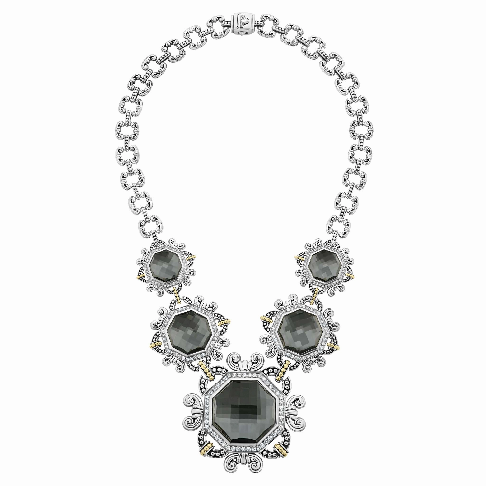 Empress Hematite and Diamond Statement Necklace