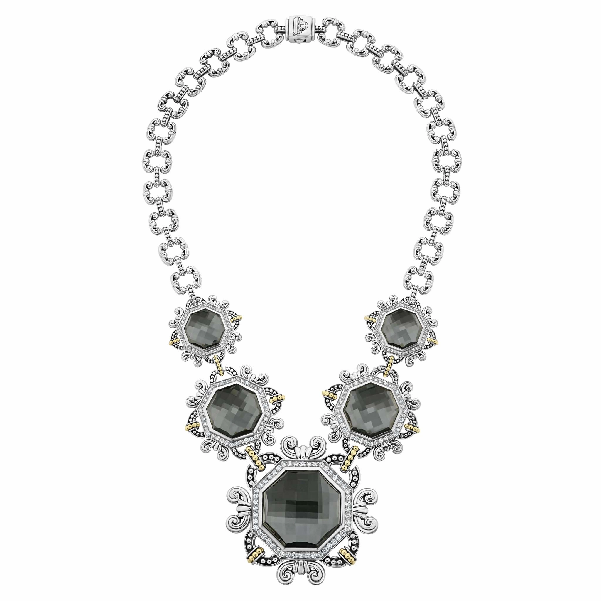 Empress Hematite and Diamond Statement Necklace