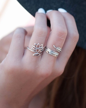 Empty Lotus Flower Ring ~ Sterling Silver 925 ~MR112