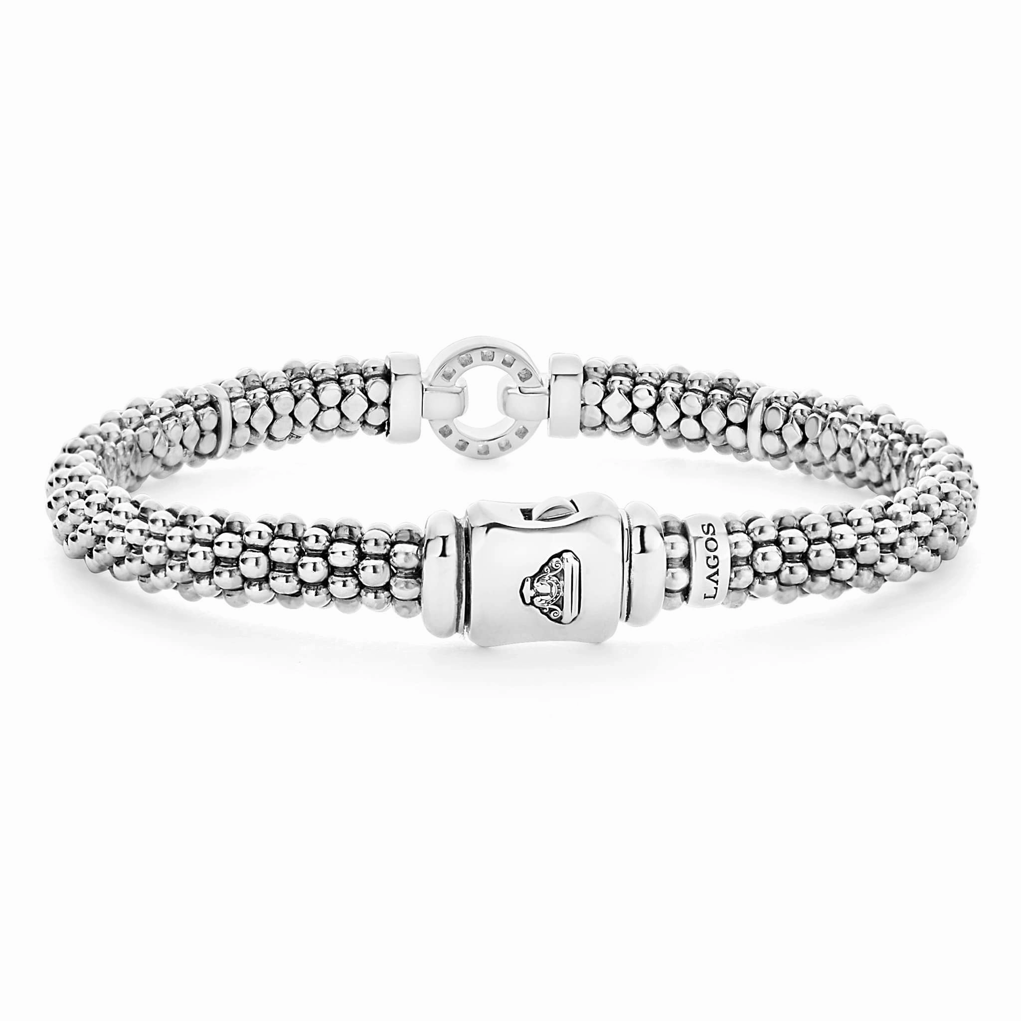 Enso Two-Tone Diamond Circle Caviar Bracelet | 6mm