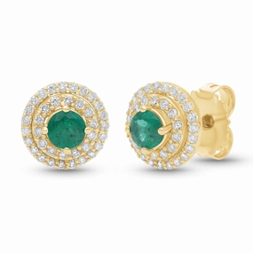 Esmeralda Double Halo Earrings - YG