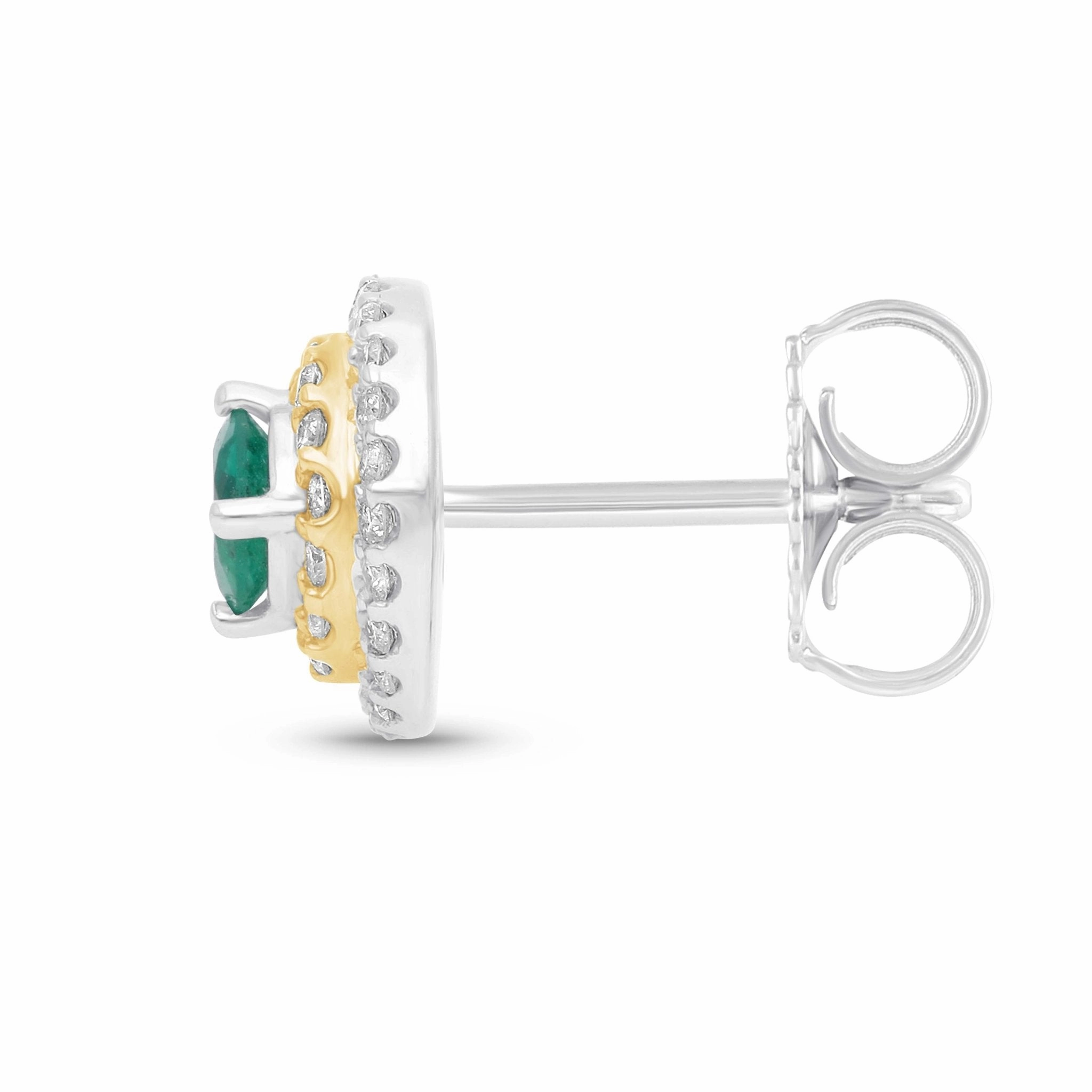 Esmeralda Double Halo Earrings - YG/WG