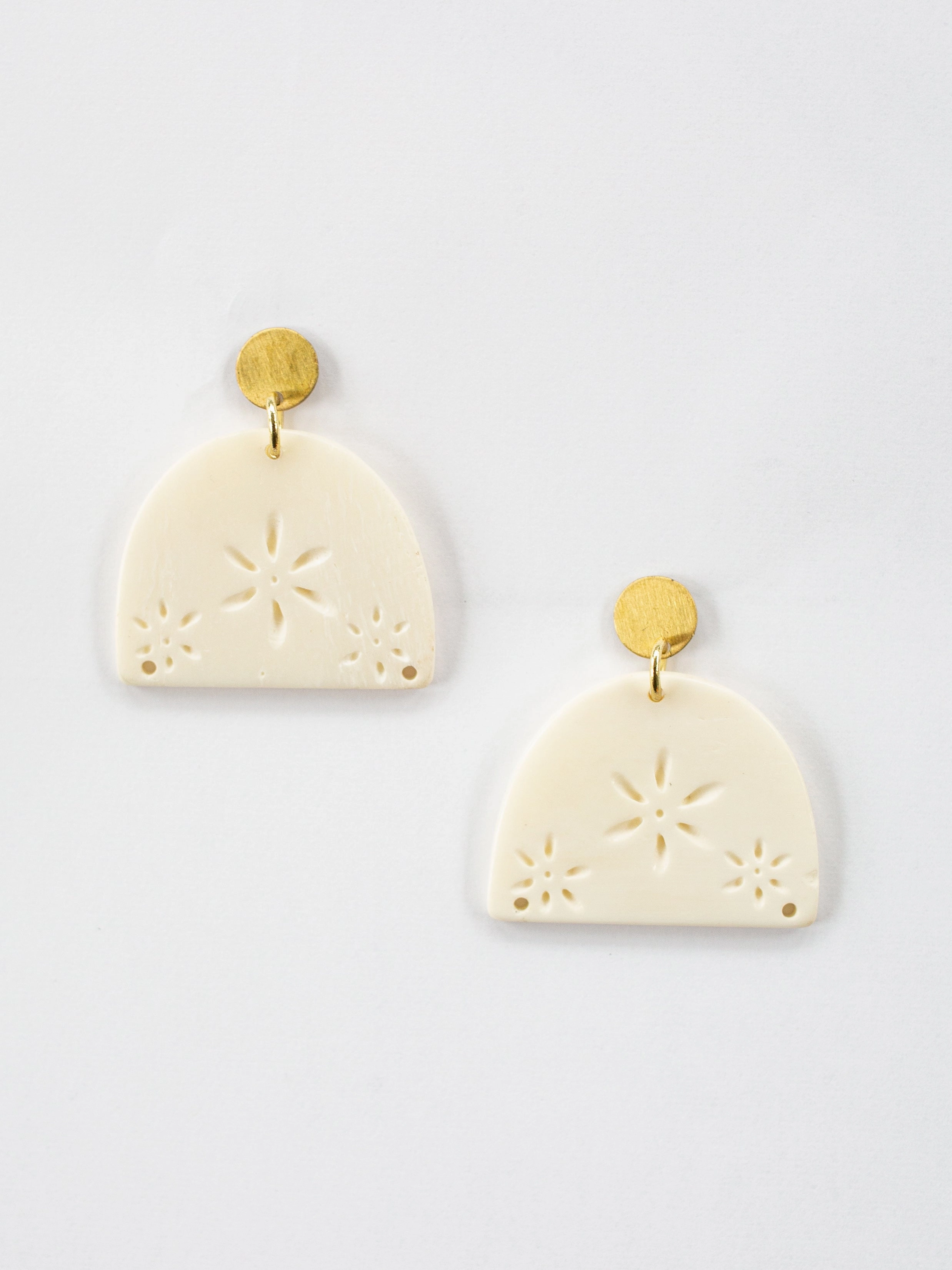 Etched Bone Earrings - White