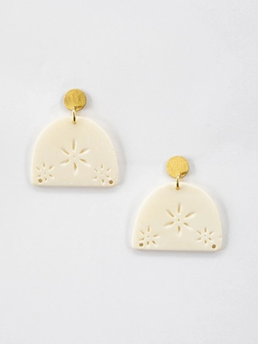 Etched Bone Earrings - White