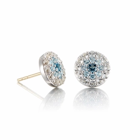 Evil Eye Earrings in Blue & White Topaz