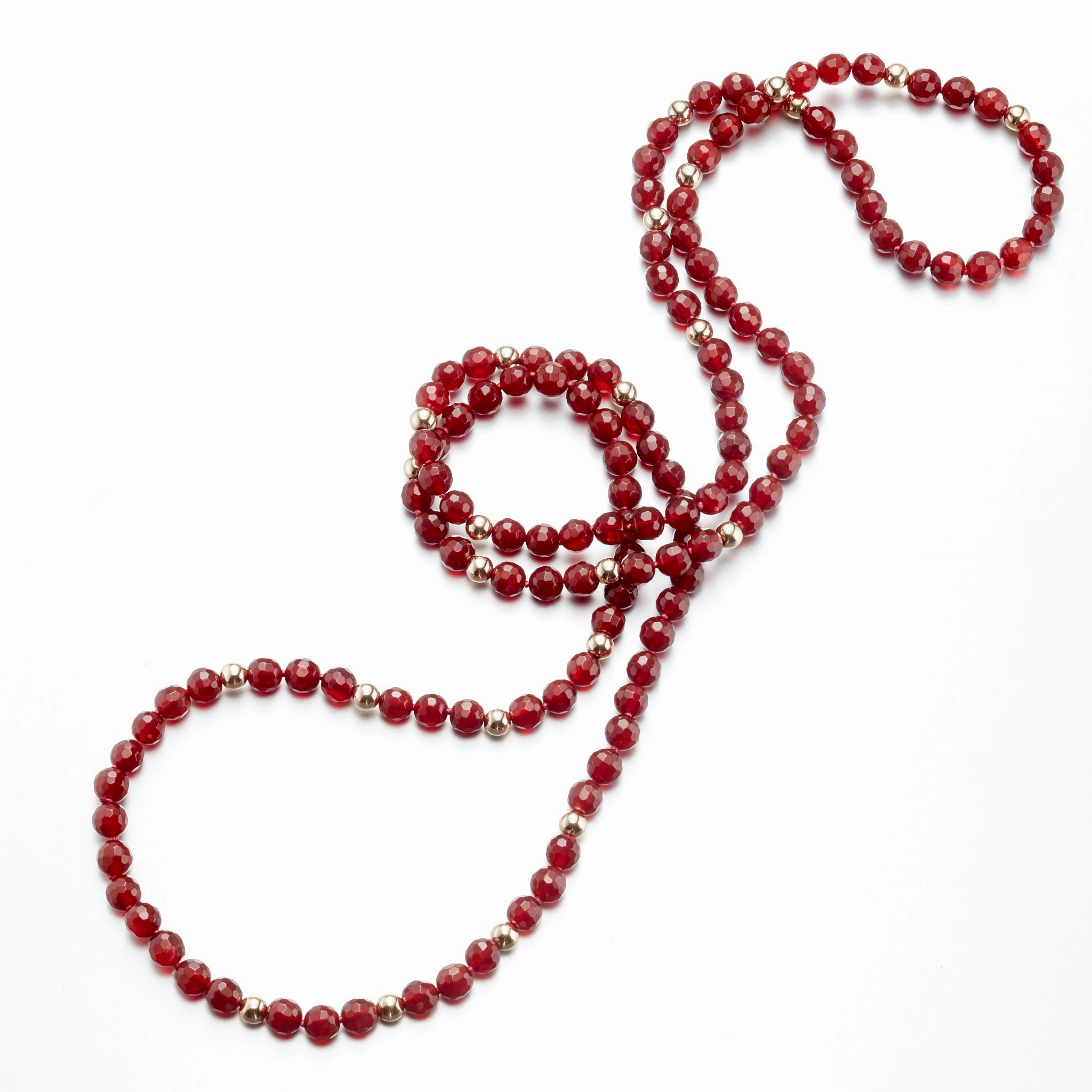 Faceted Carnelian & Gold Rope Necklace