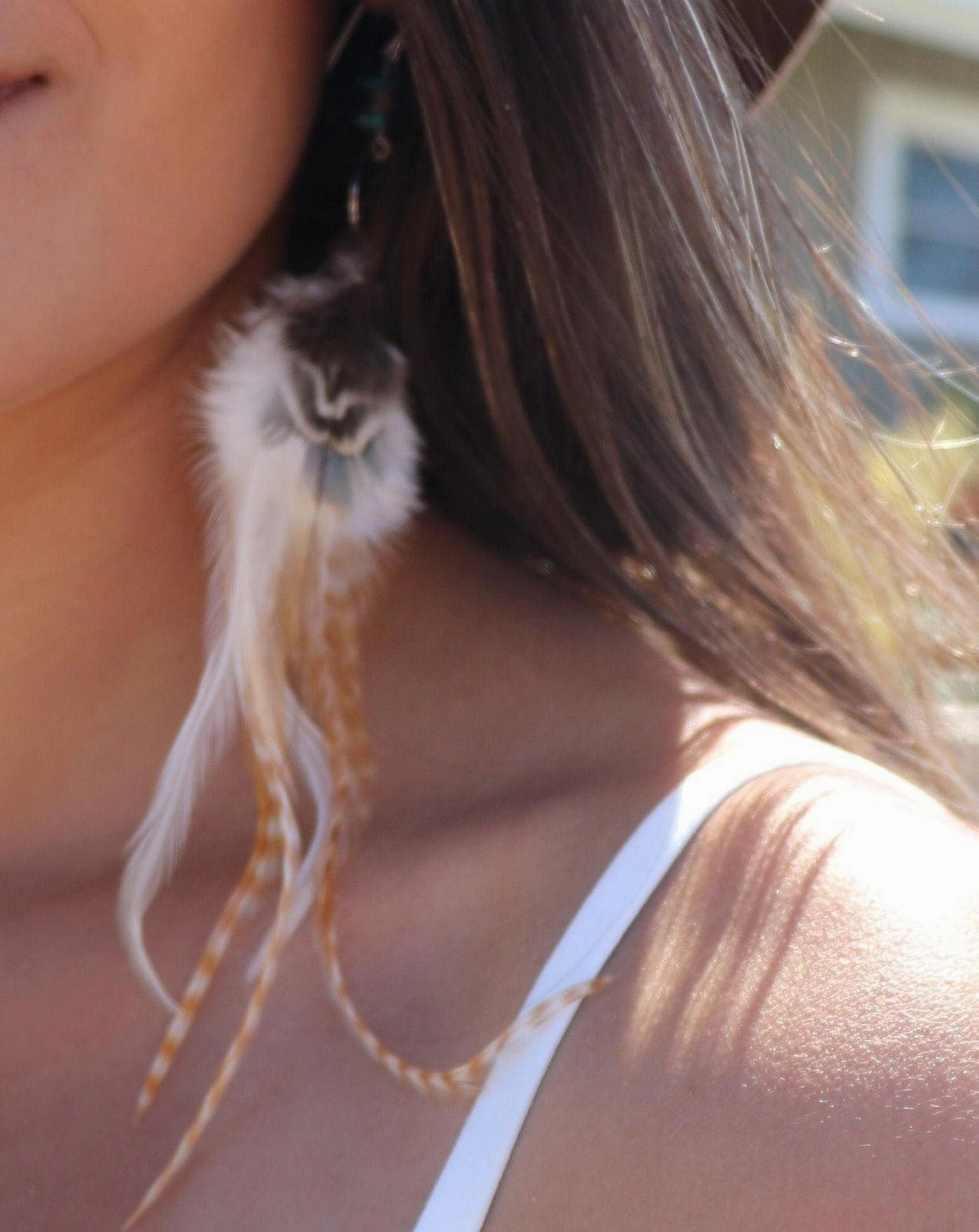 Feather Turquoise Earrings ~ Sterling Silver 925