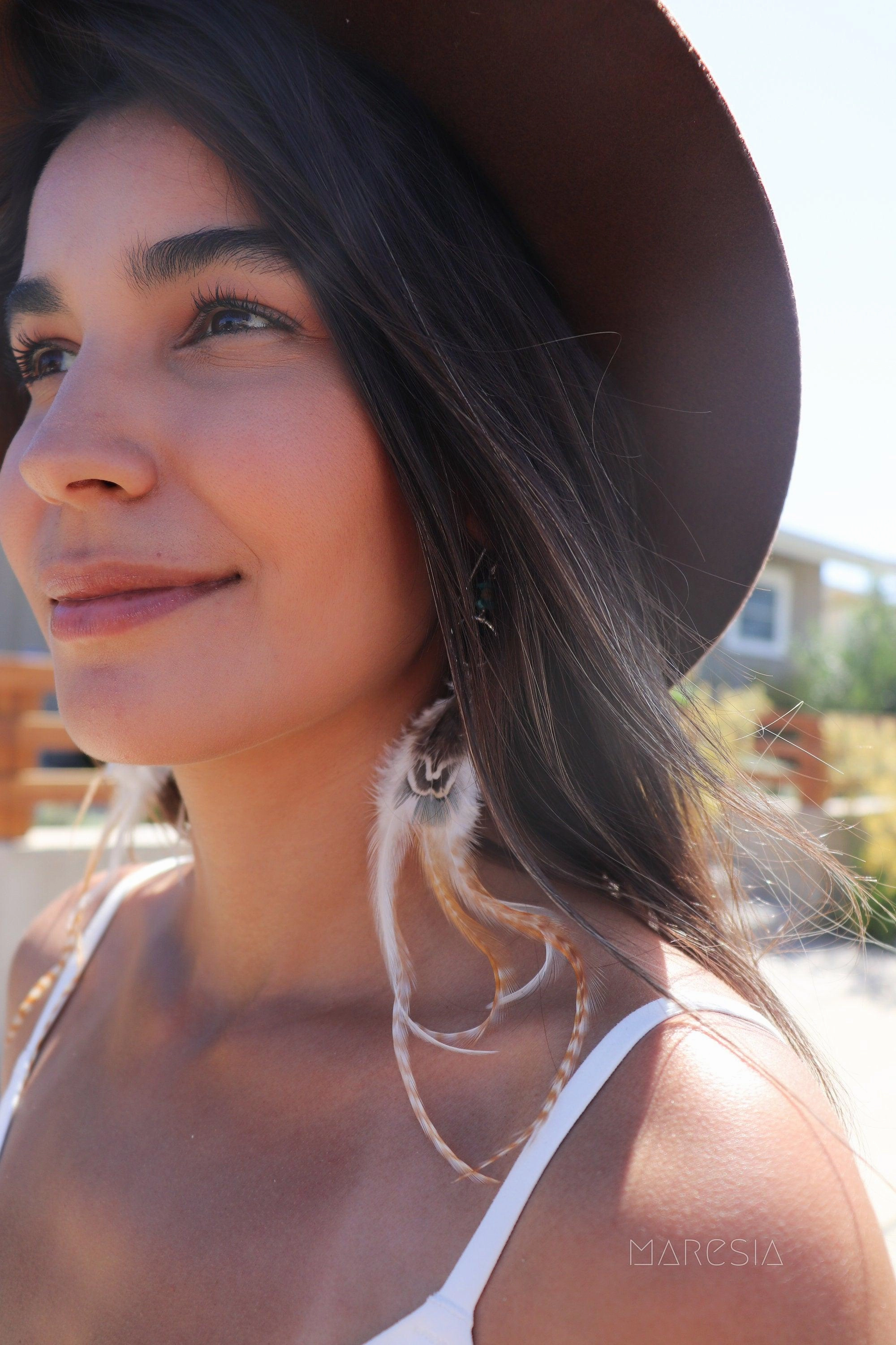 Feather Turquoise Earrings ~ Sterling Silver 925