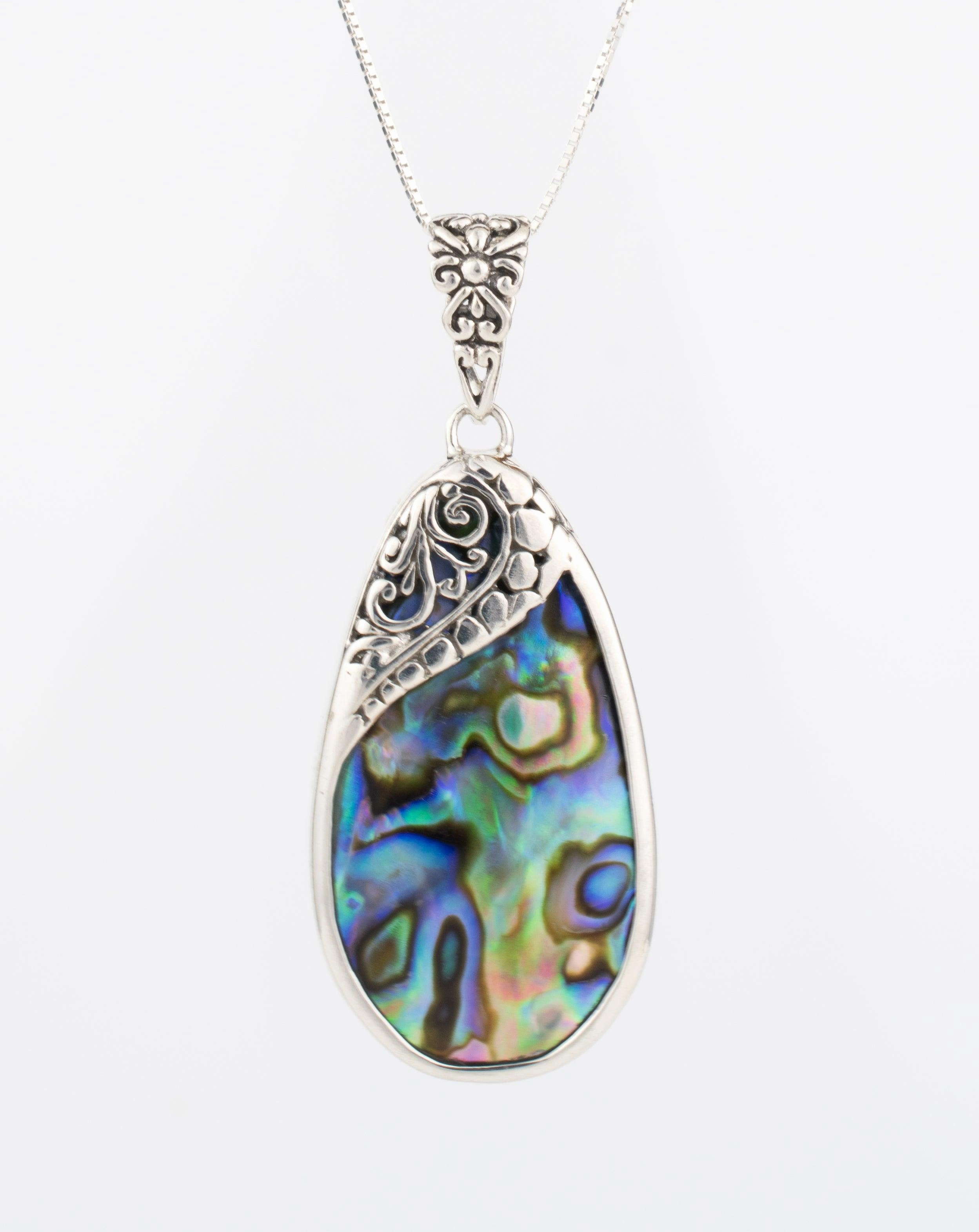 Feliz Pendant ~ Abalone, Mother of Pearl or Coral  ~ Sterling Silver 925 ~SMP001