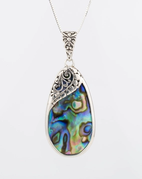 Feliz Pendant ~ Abalone, Mother of Pearl or Coral  ~ Sterling Silver 925 ~SMP001