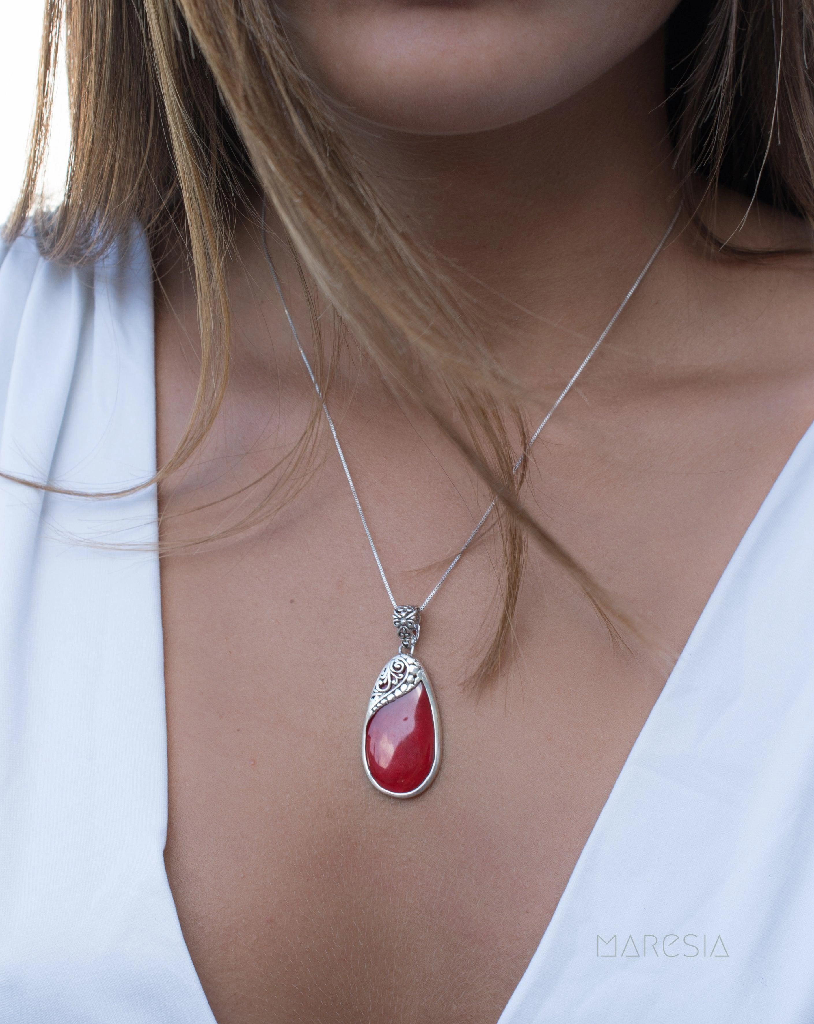 Feliz Pendant ~ Abalone, Mother of Pearl or Coral  ~ Sterling Silver 925 ~SMP001