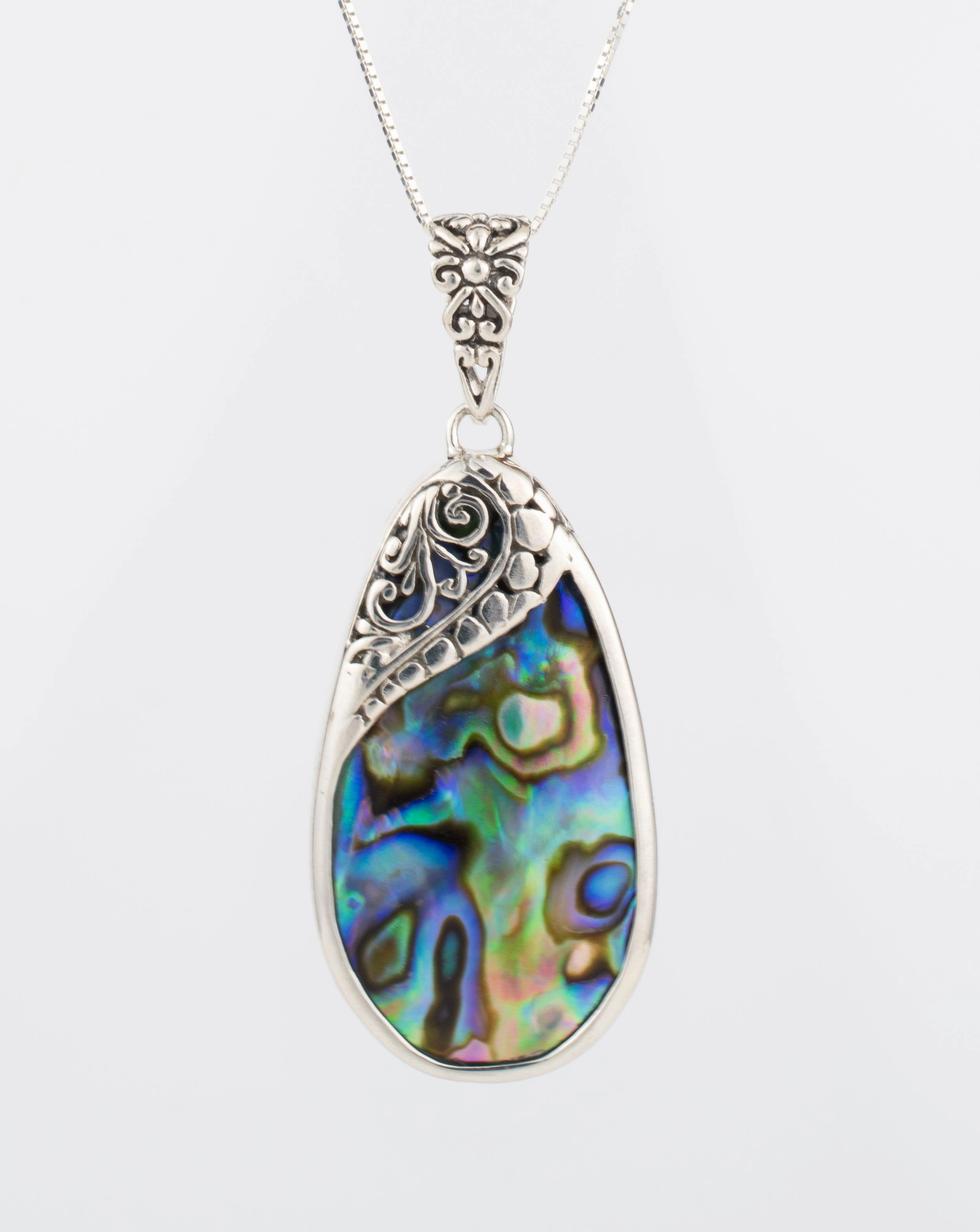 Feliz Pendant ~ Abalone, Mother of Pearl or Coral  ~ Sterling Silver 925 ~SMP001