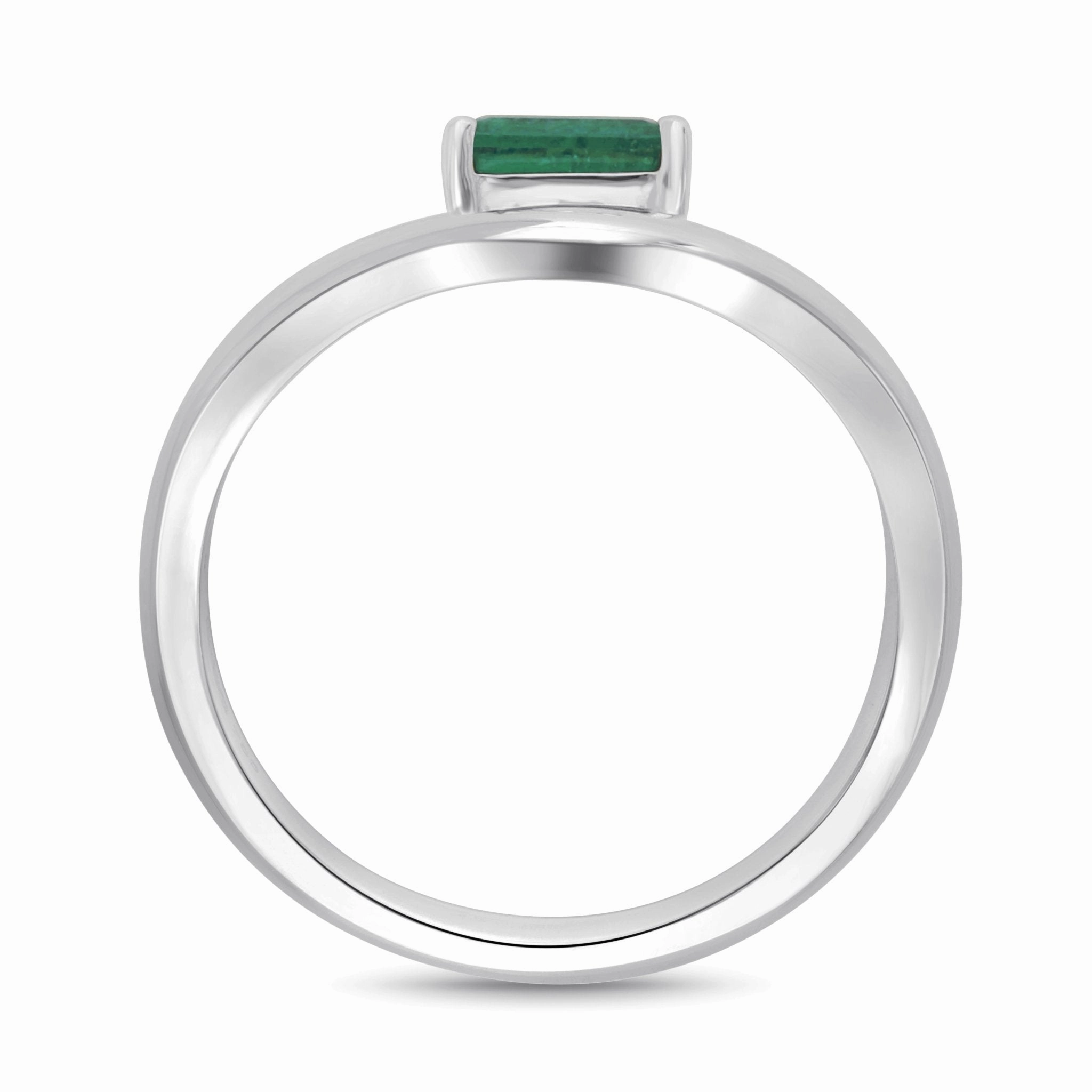 Floating Emerald Cut Emerald Ring - WG