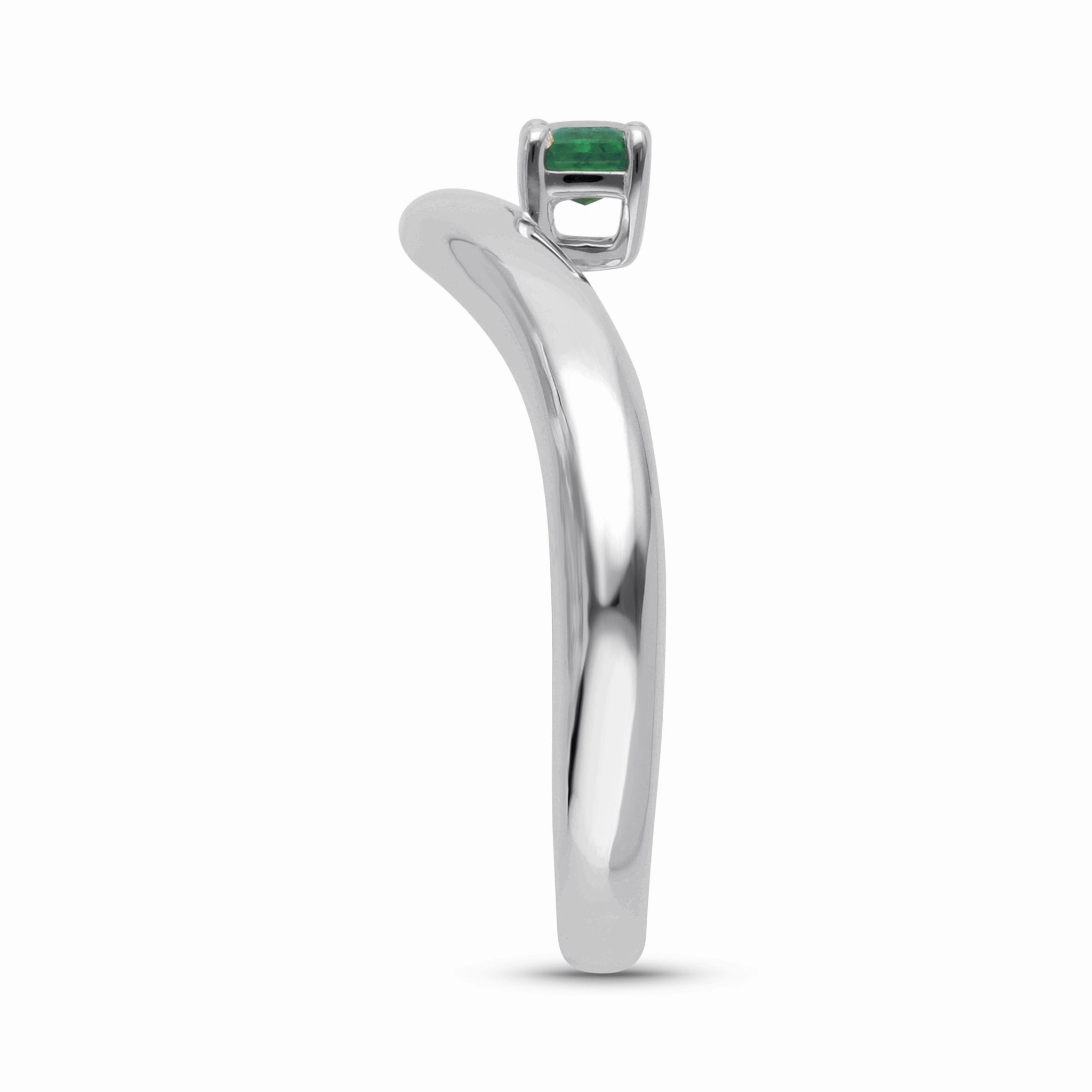 Floating Emerald Cut Emerald Ring - WG