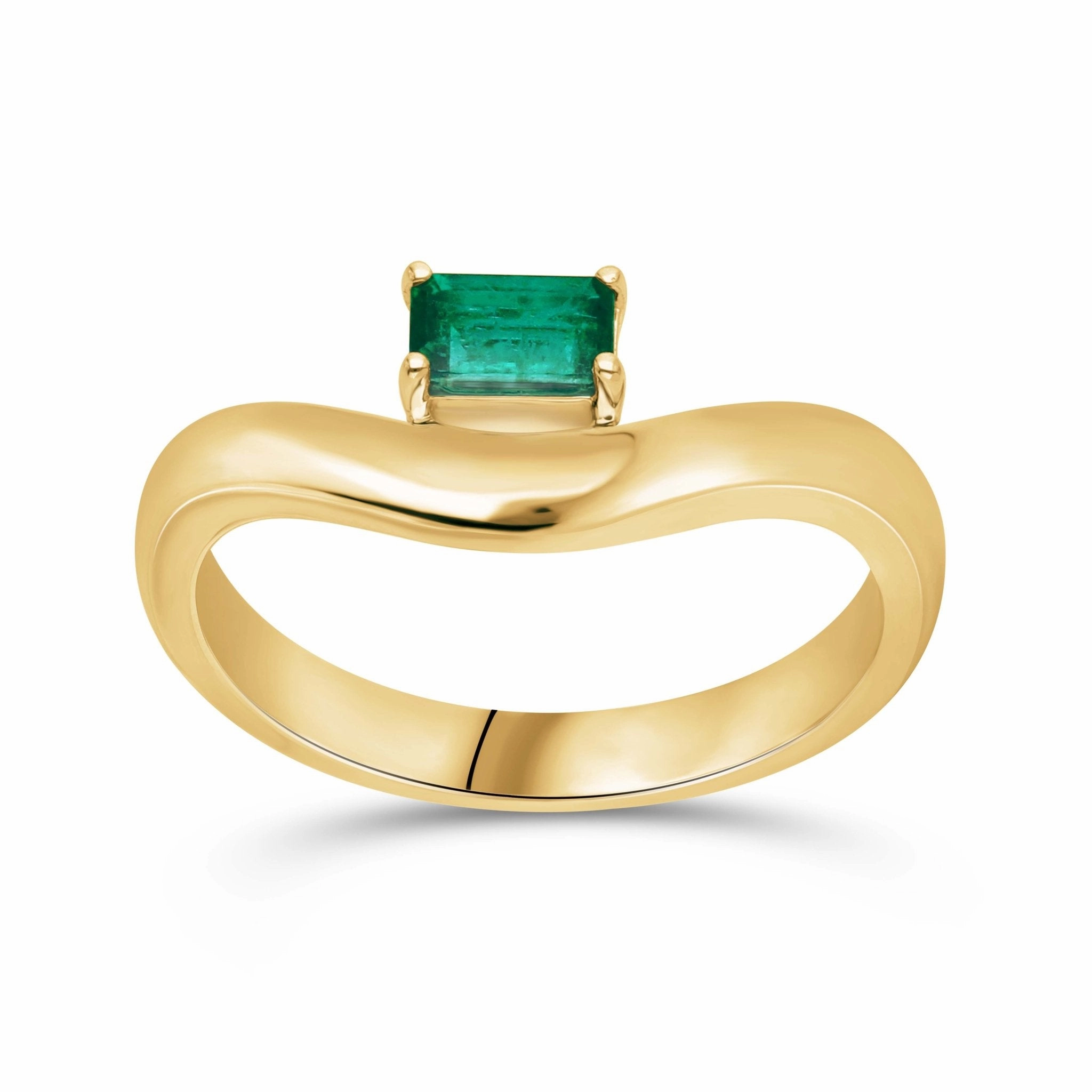Floating Emerald Cut Emerald Ring - WG