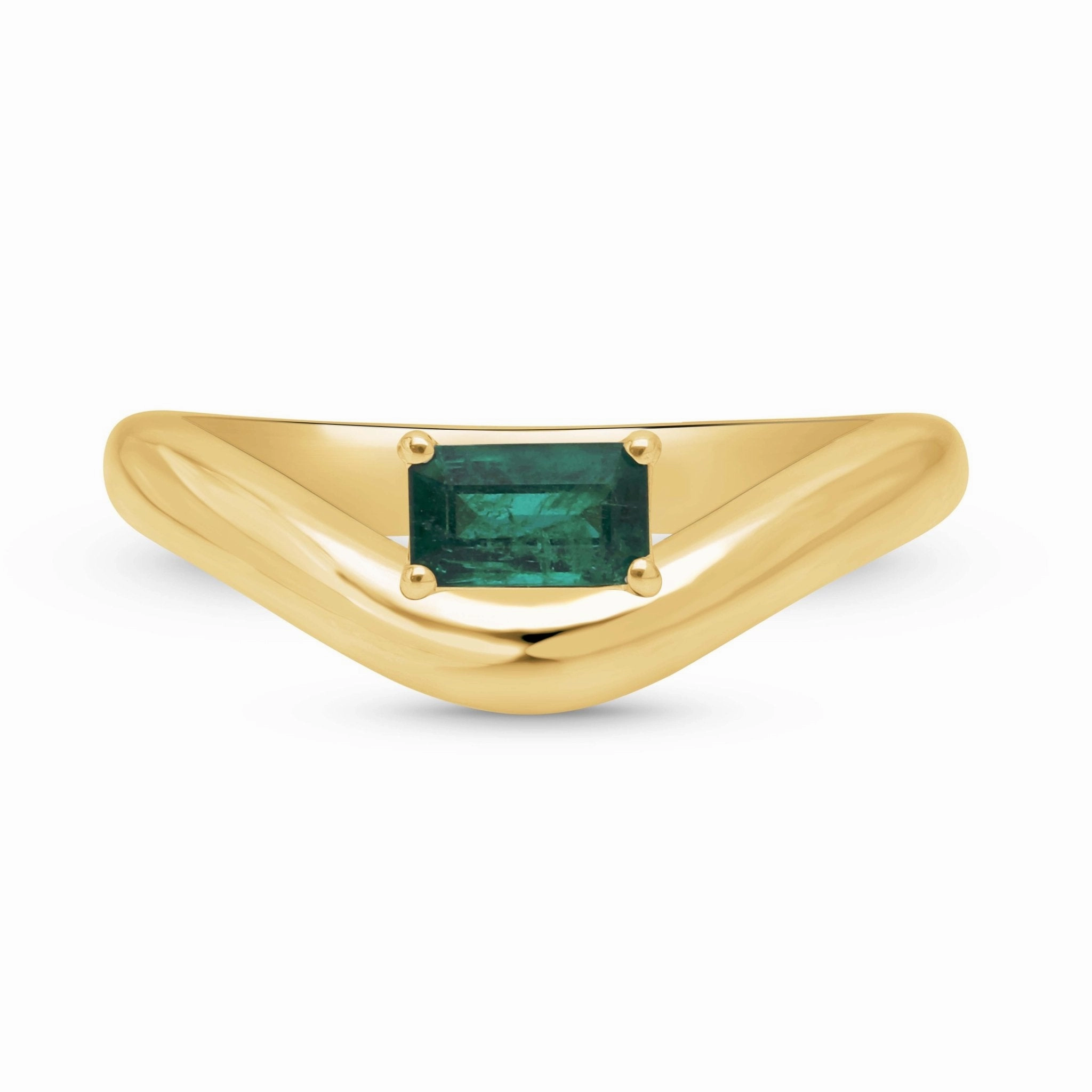 Floating Emerald Cut Emerald Ring - YG