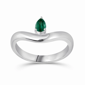 Floating Emerald Pear Shaped Ring - WG