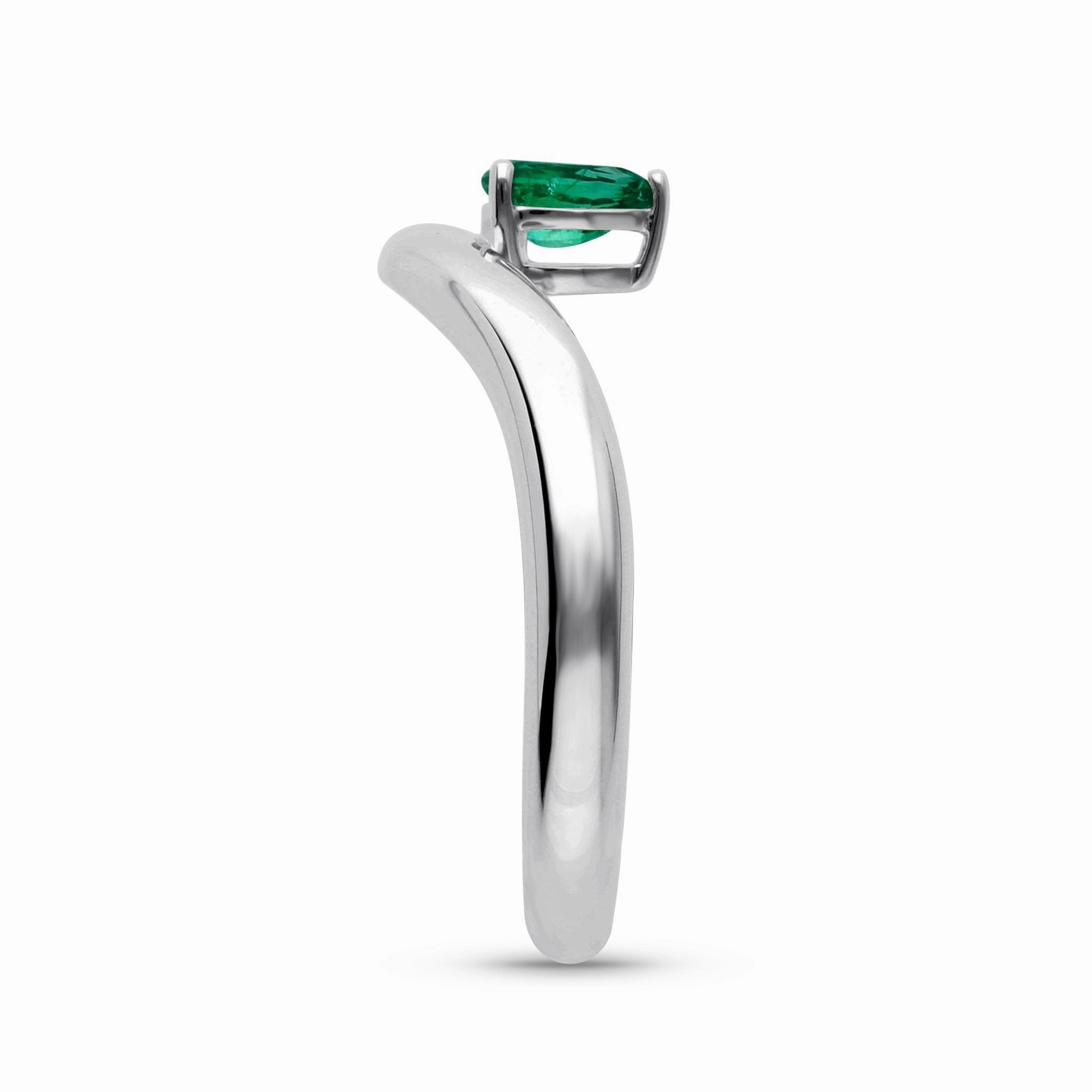 Floating Emerald Pear Shaped Ring - WG