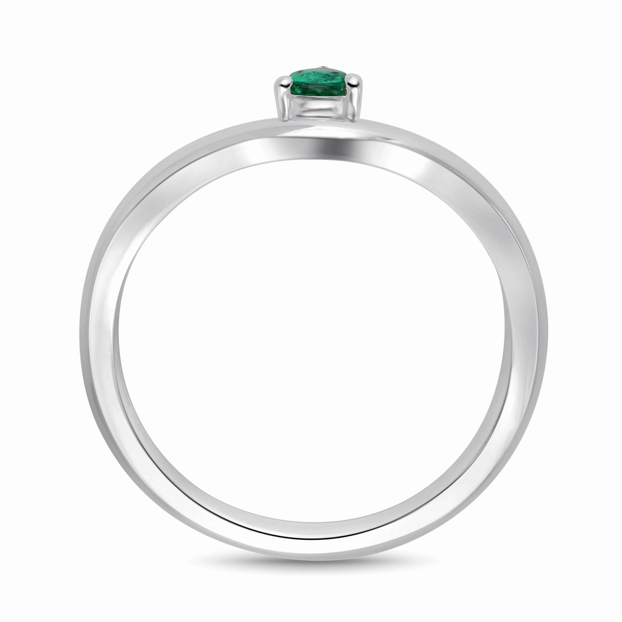 Floating Emerald Pear Shaped Ring - WG