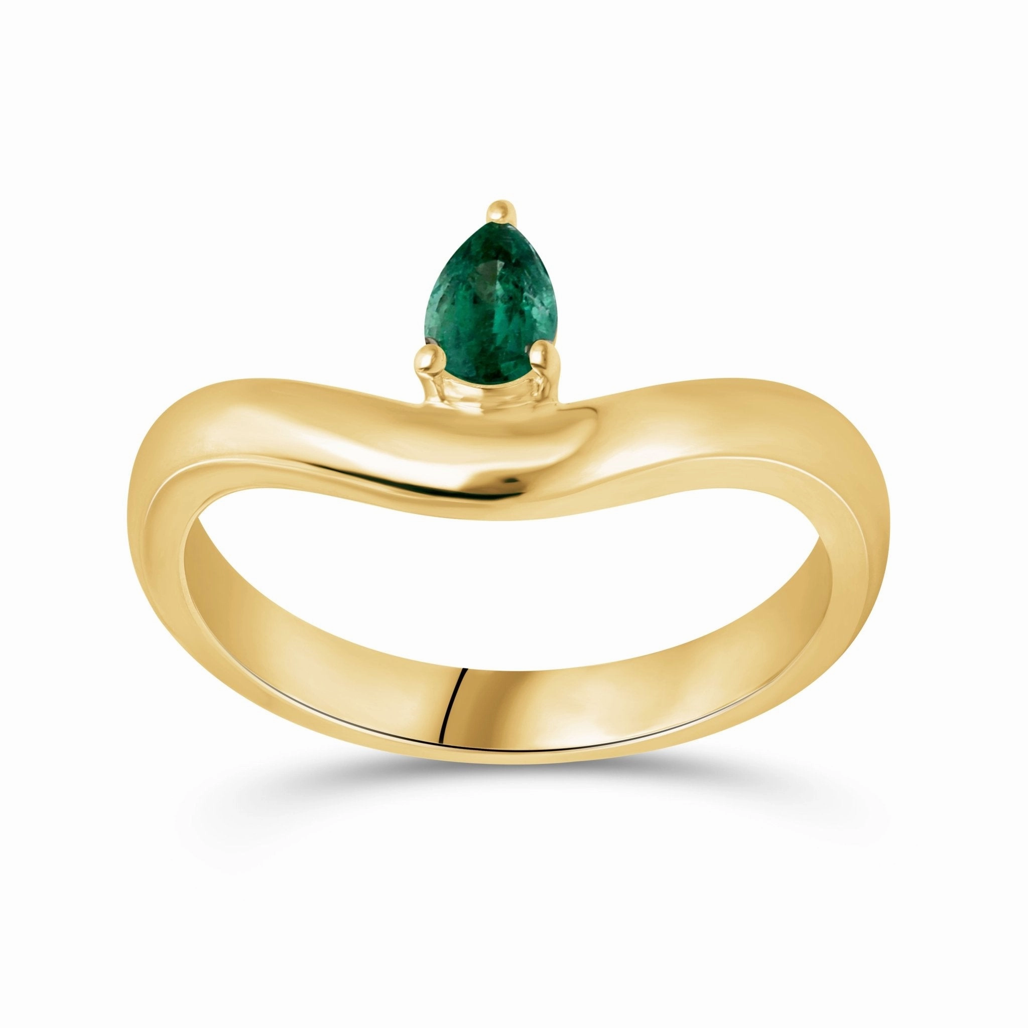 Floating Emerald Pear Shaped Ring - WG