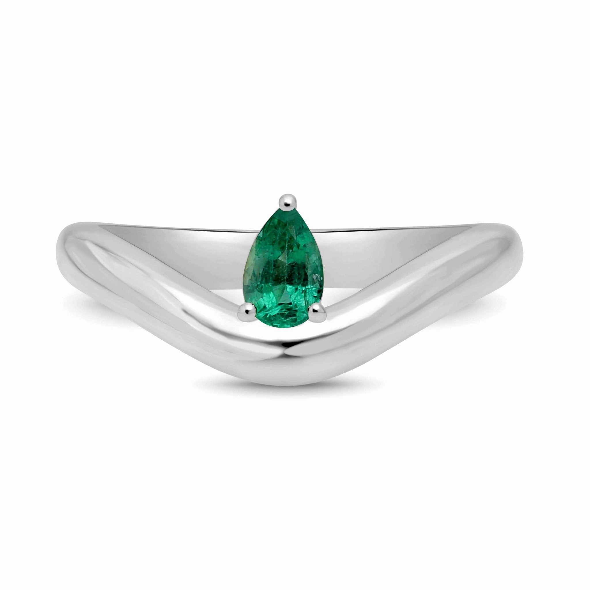 Floating Emerald Pear Shaped Ring - WG