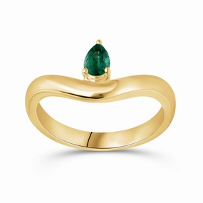 Floating Emerald Pear Shaped Ring - YG