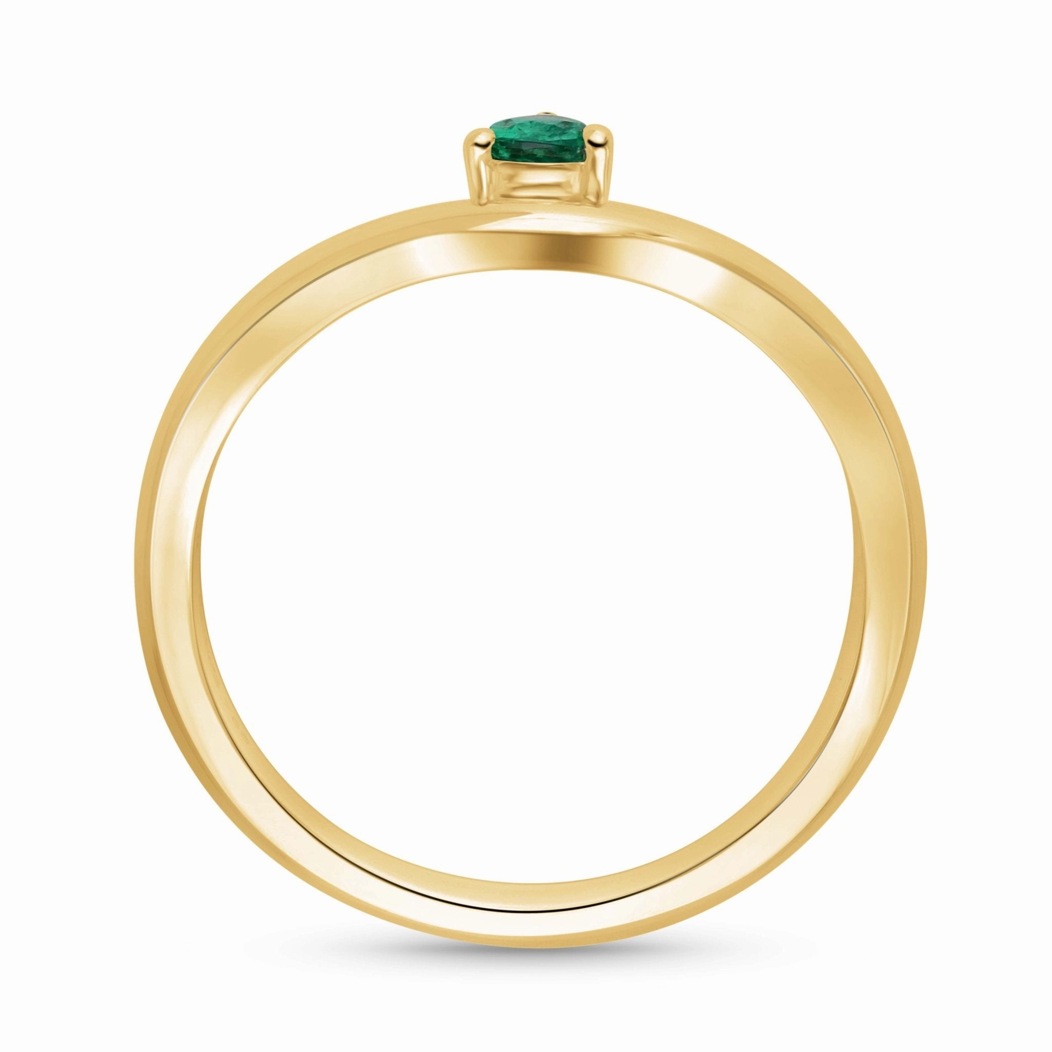Floating Emerald Pear Shaped Ring - YG