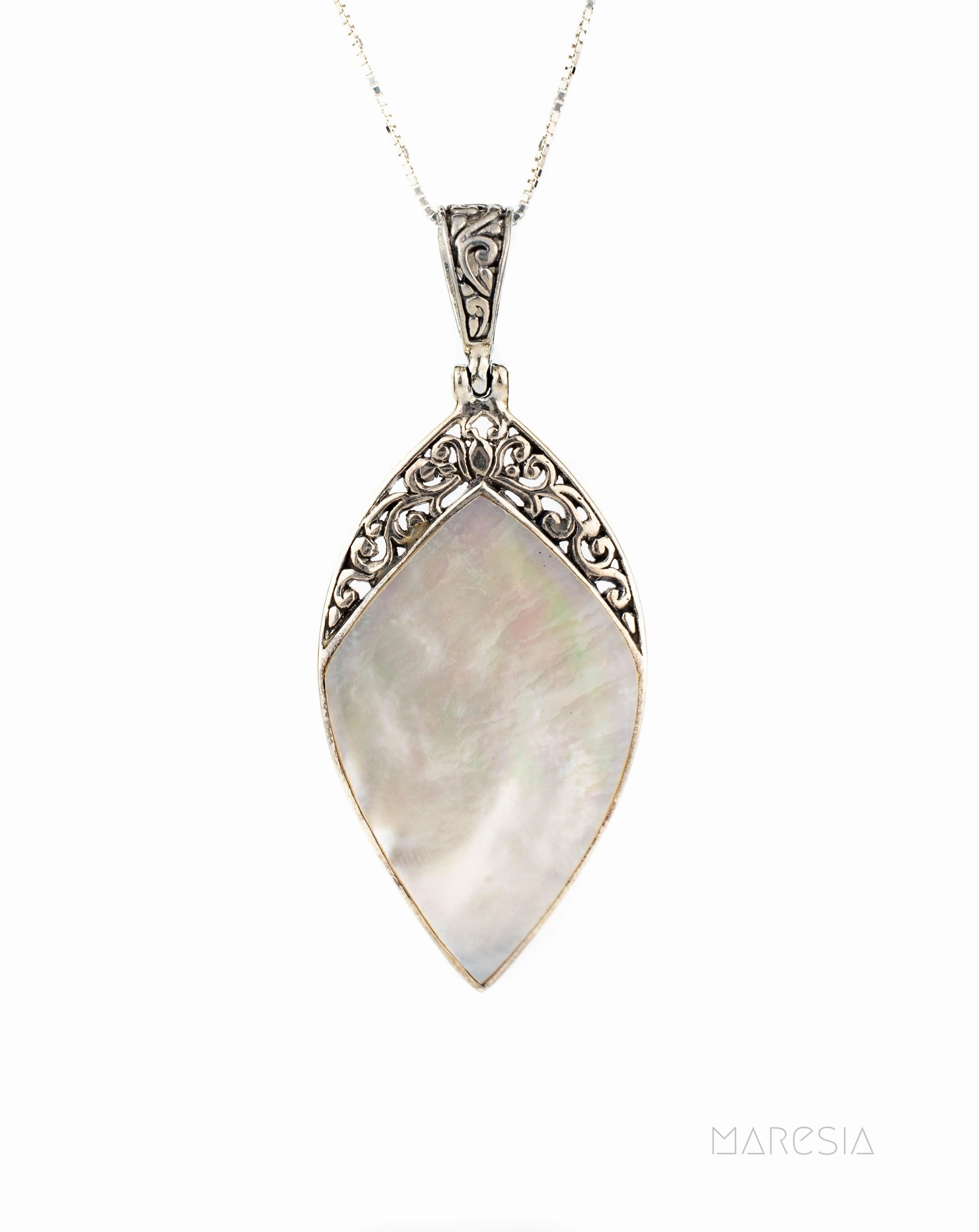 Flora Pendant ~ Abalone or Mother of Pearl ~ Sterling Silver 925 ~ SMP002