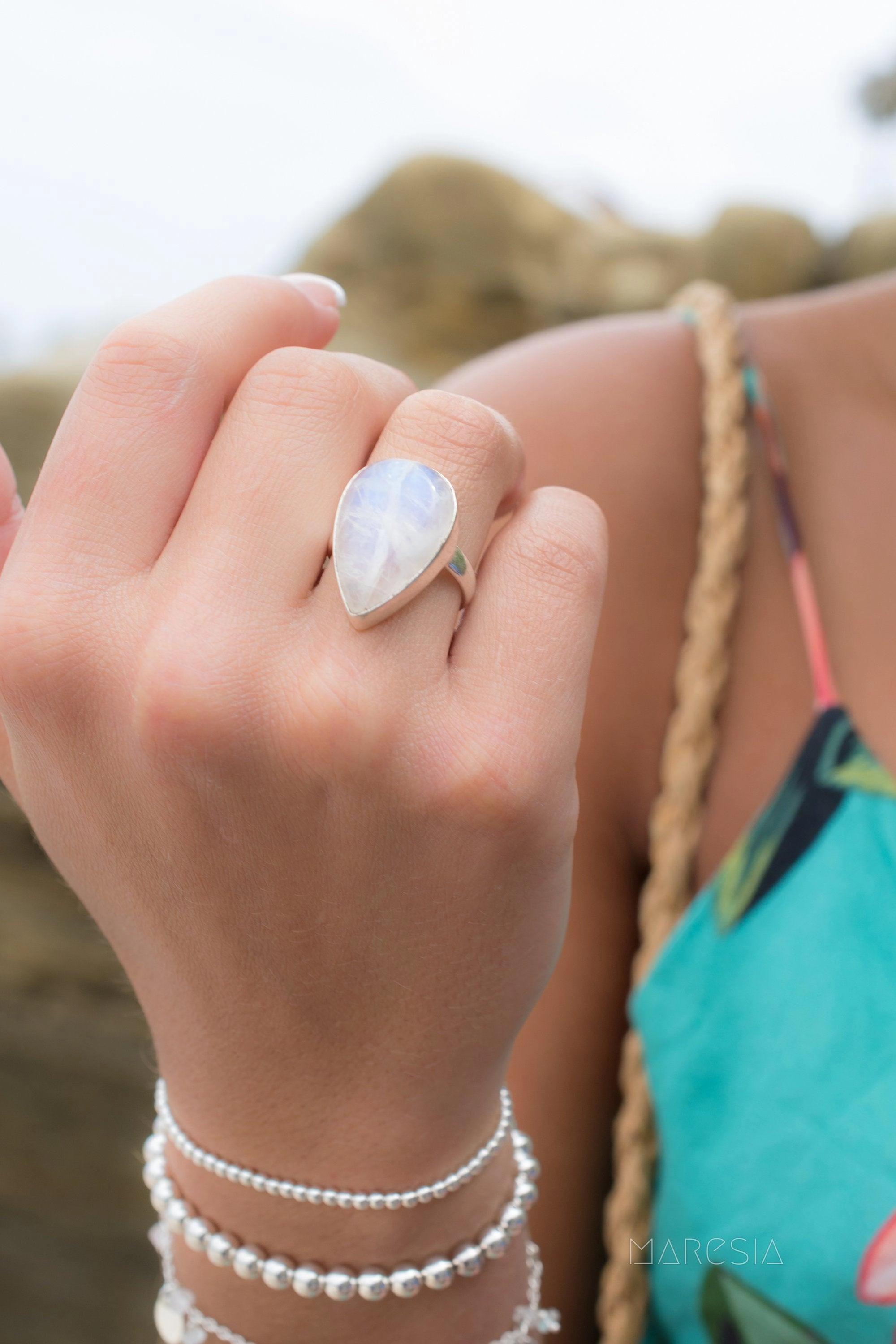Floripa Moonstone Ring ~ Sterling Silver 925 ~ MR247