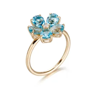 Forget-Me-Not Ring in Swiss Blue Topaz & Diamond