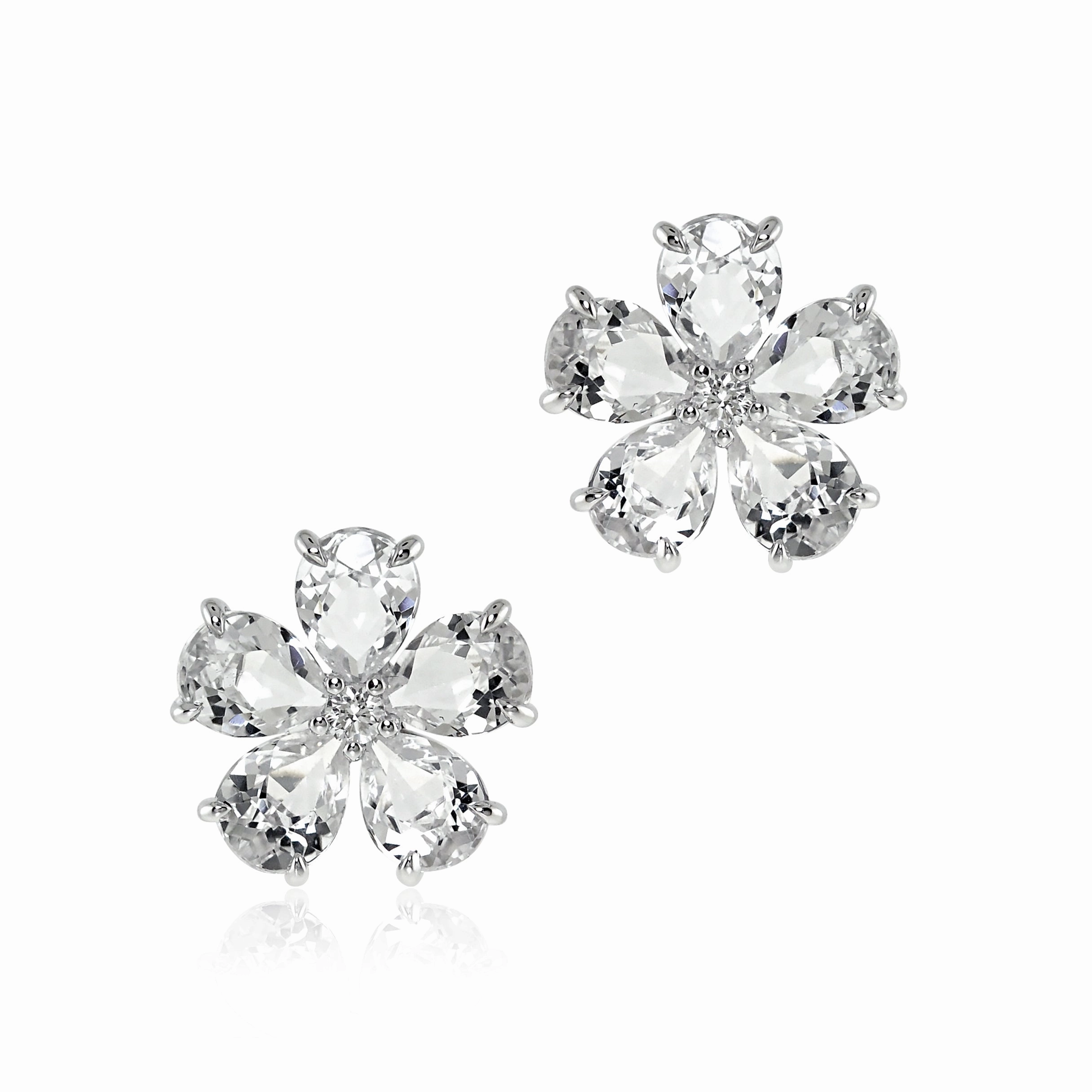 Forget-Me-Not Earrings in White Topaz & Diamonds