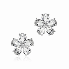 Forget-Me-Not Earrings in White Topaz & Diamonds