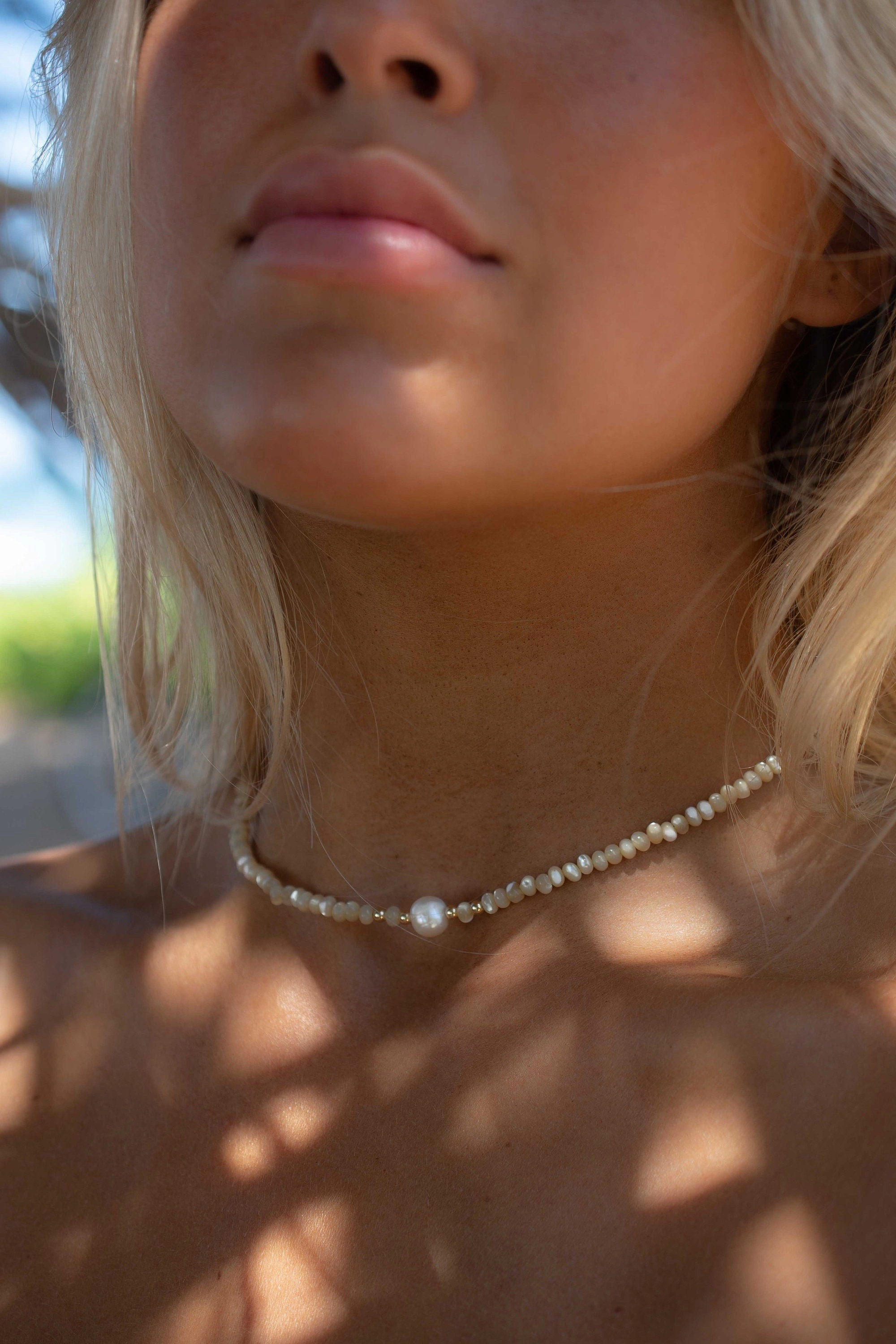 Fresh Water Pearl & Mother of Pearl necklace~ Sterling Silver 925 or Gold Filled ~ MN158