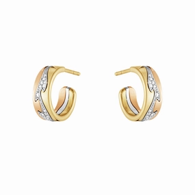 Fusion Tri-Color Gold & Diamond Hoop Earrings