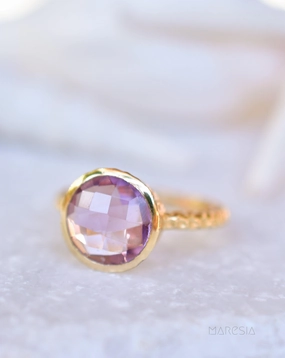 Gabi Amethyst Gold Ring ~ 18k Gold Plated ~ SMR111