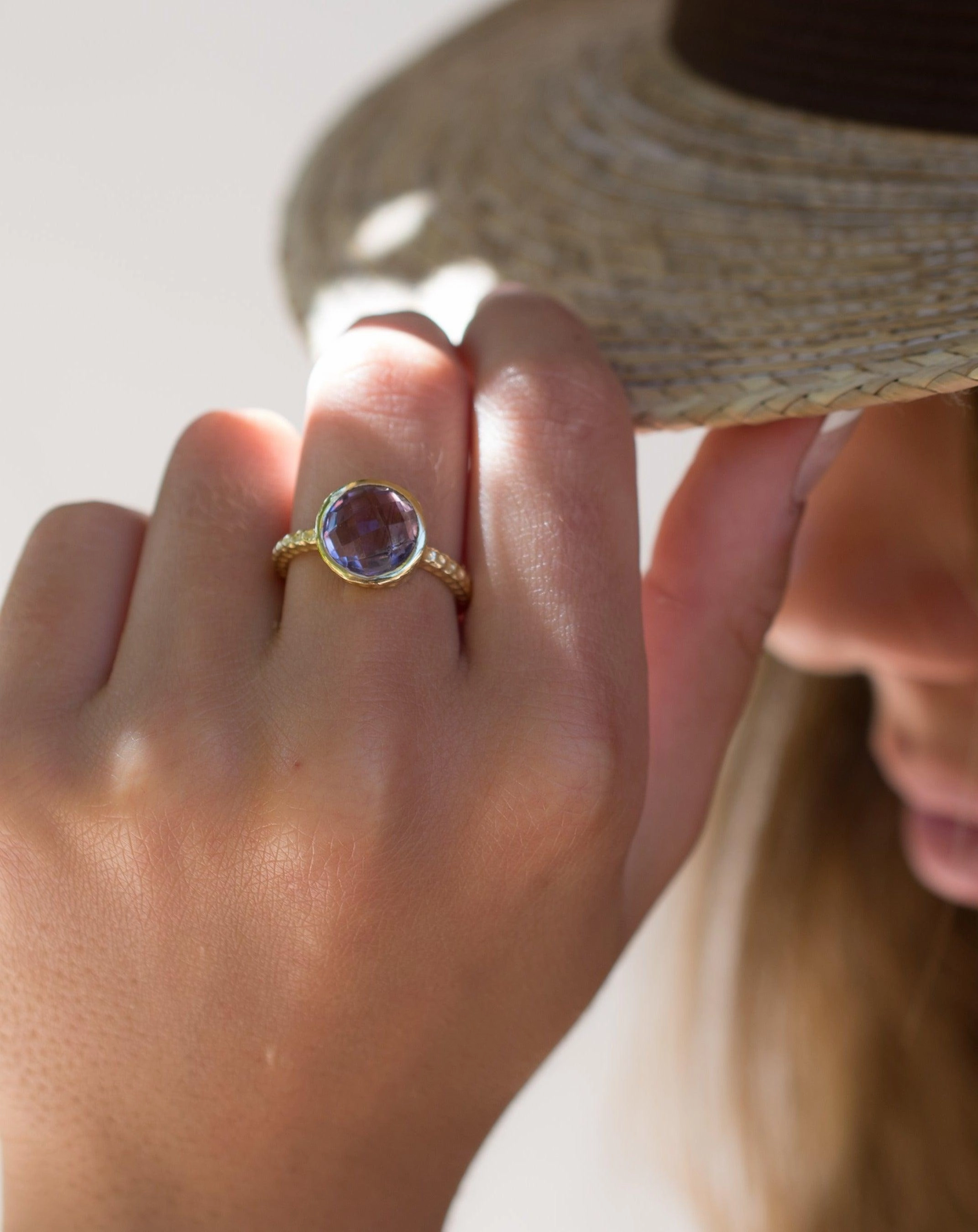 Gabi Amethyst Gold Ring ~ 18k Gold Plated ~ SMR111