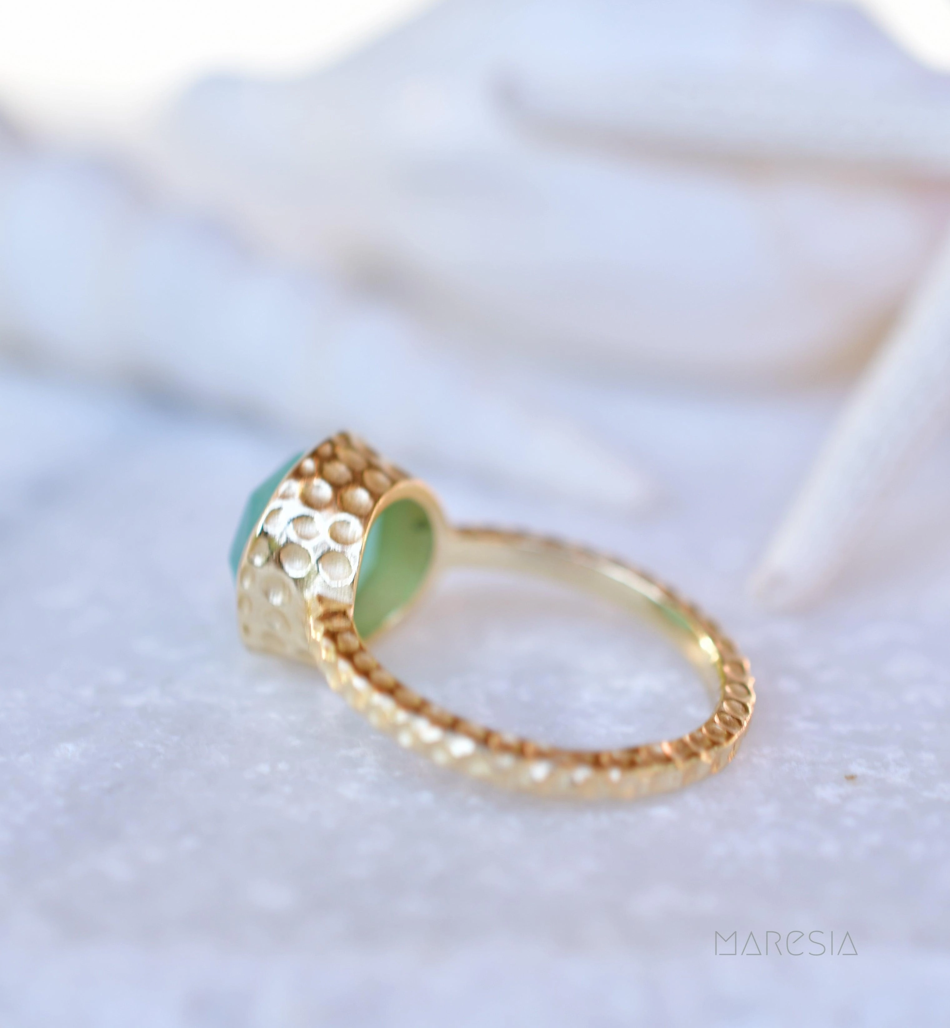 Gabi Aqua Chalcedony Gold Ring ~ 18k Gold Plated ~SMR106
