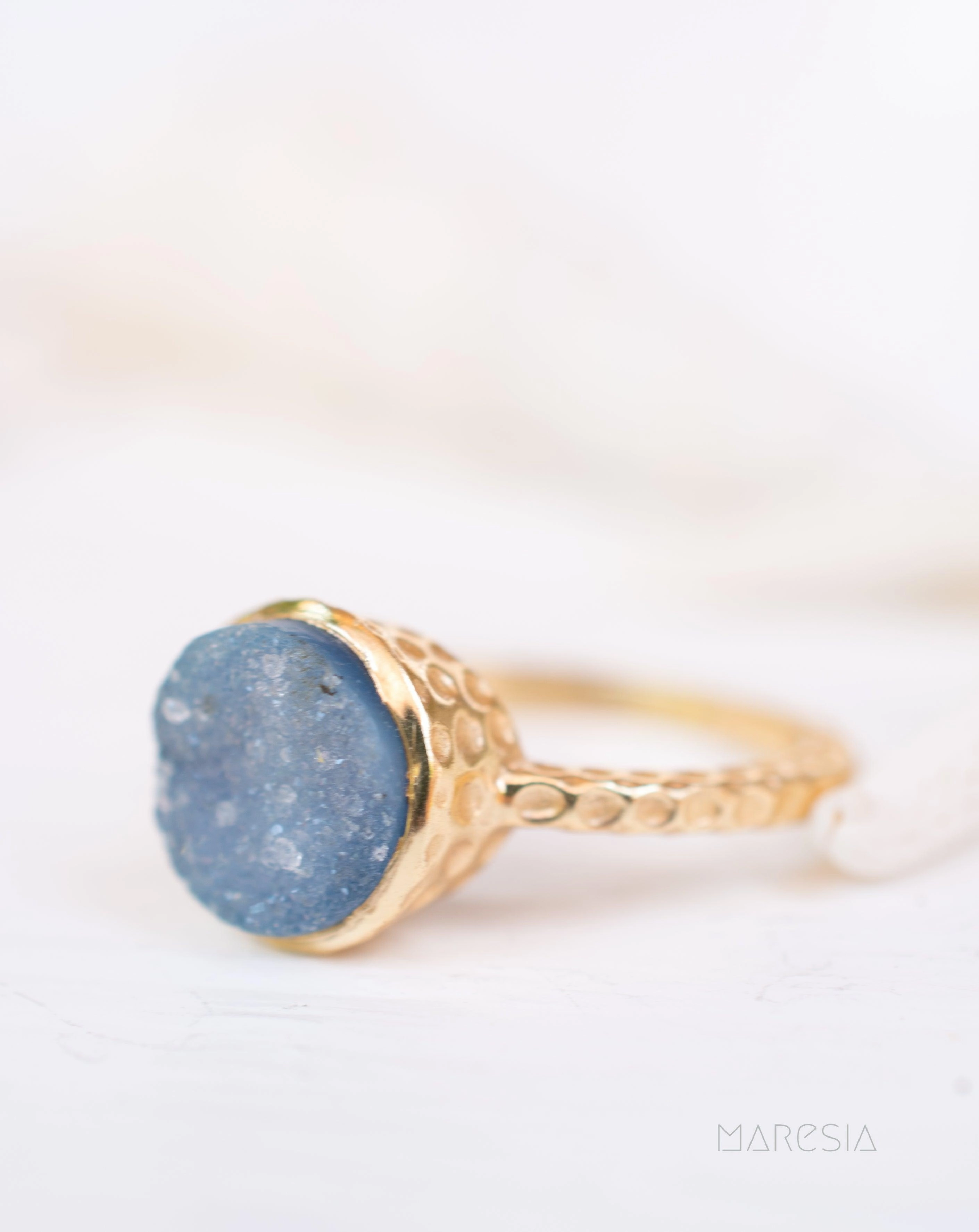 Gabi Blue Druzy Ring ~ 18k Gold Plated ~ SMR112