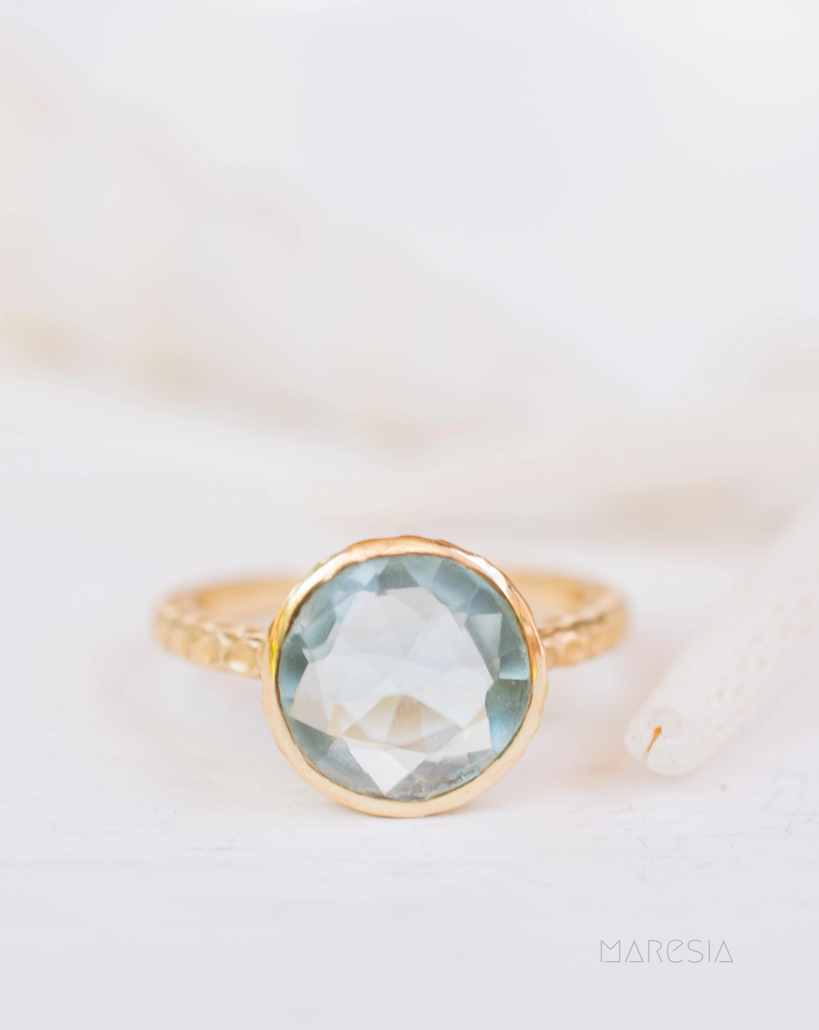 Gabi Blue Topaz Ring ~ 18k Gold Plated ~ SMR113