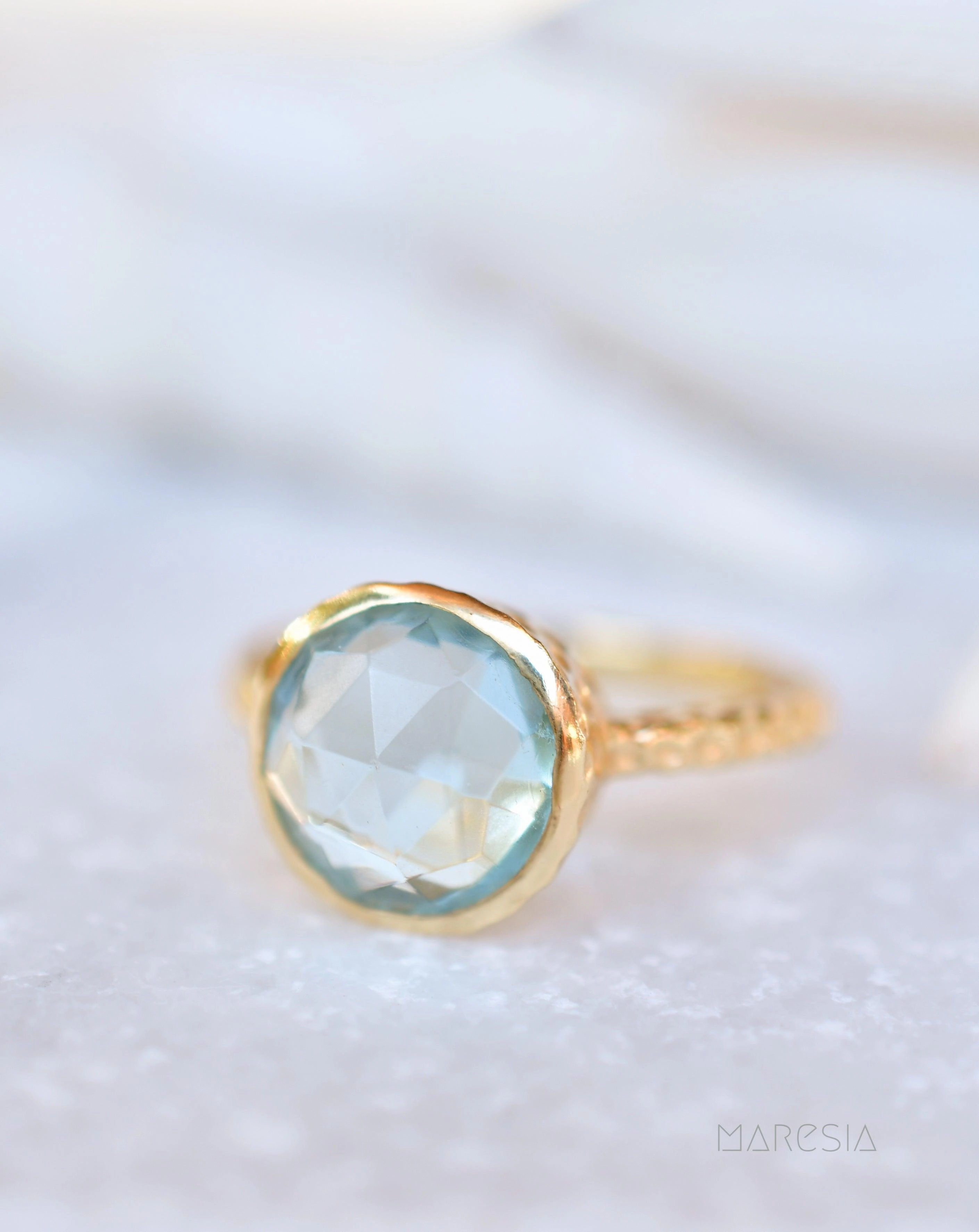 Gabi Blue Topaz Ring ~ 18k Gold Plated ~ SMR113