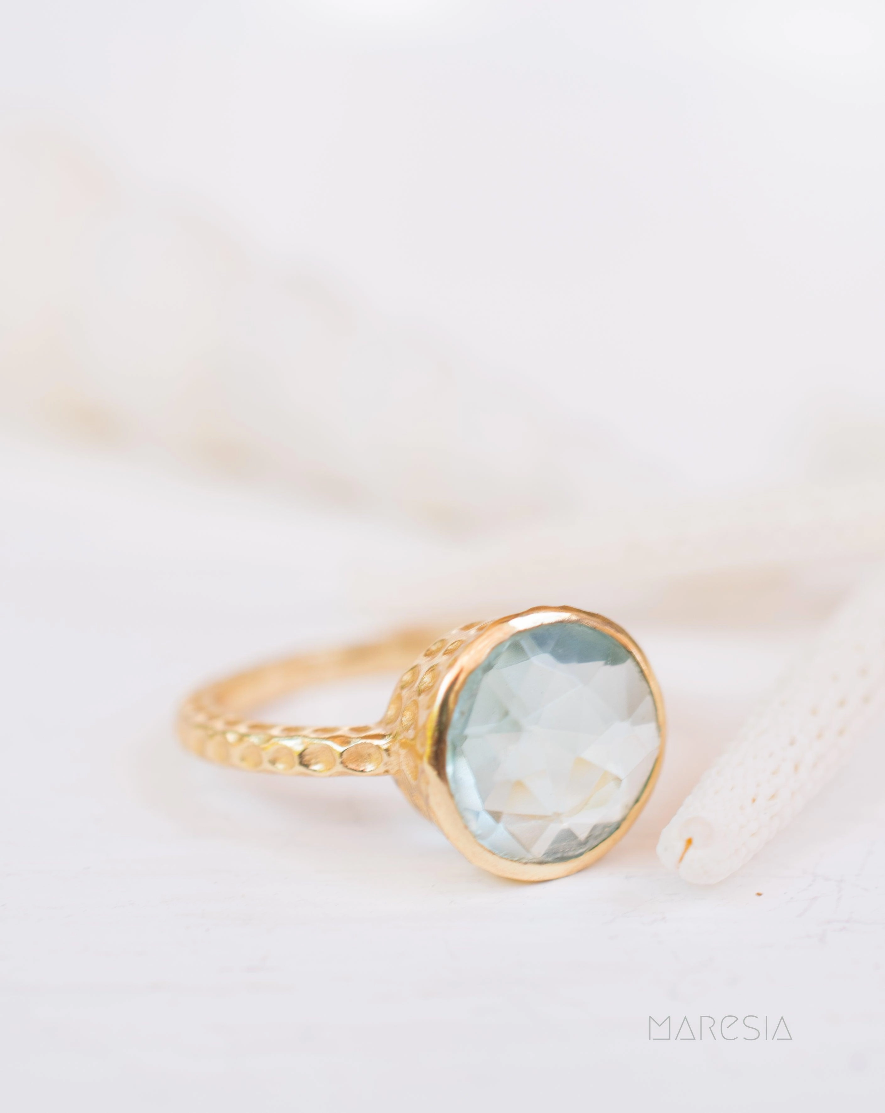 Gabi Blue Topaz Ring ~ 18k Gold Plated ~ SMR113