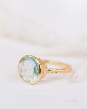 Gabi Blue Topaz Ring ~ 18k Gold Plated ~ SMR113