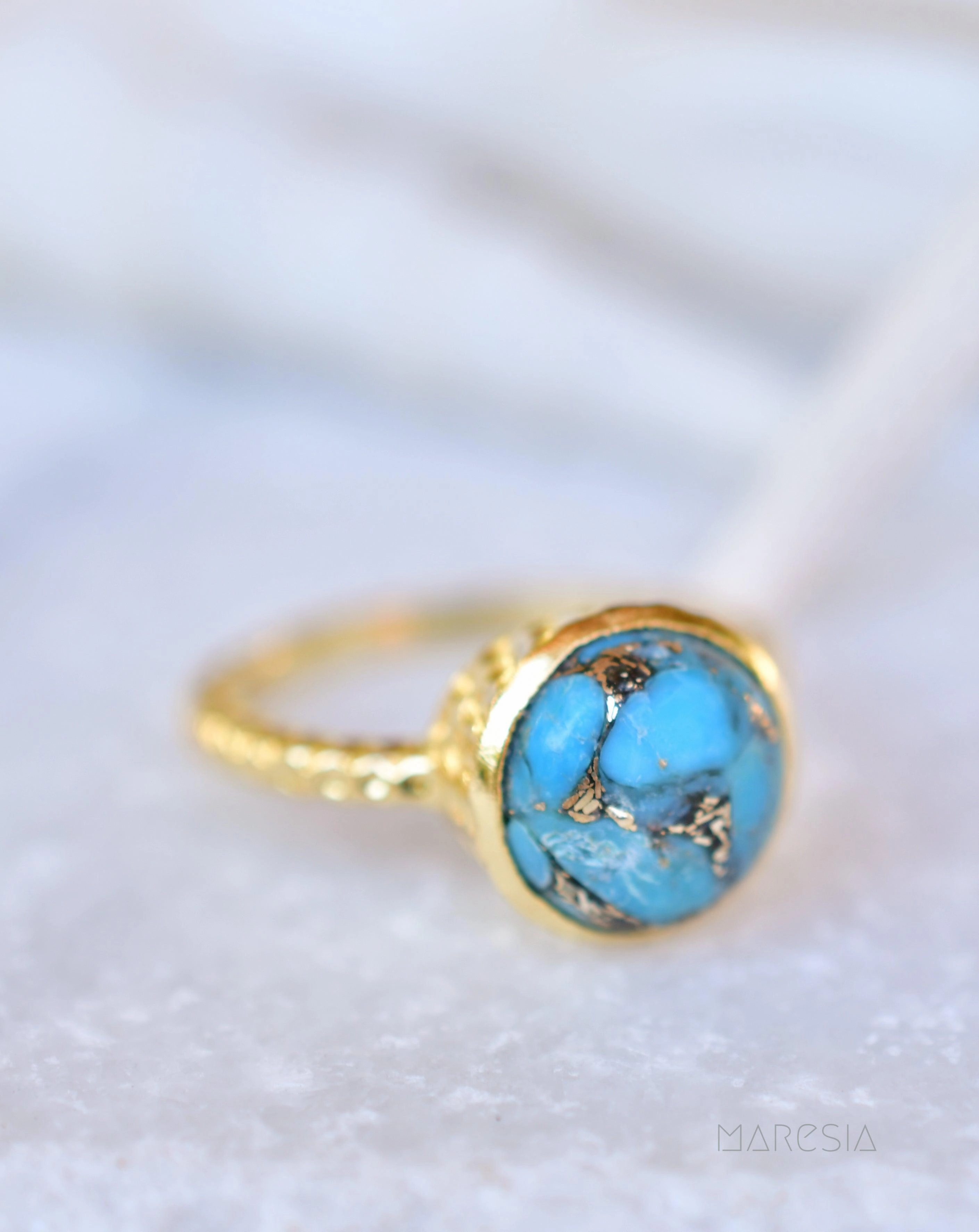 Gabi Copper Turquoise Gold Ring ~ 18k Gold Plated ~ SMR104