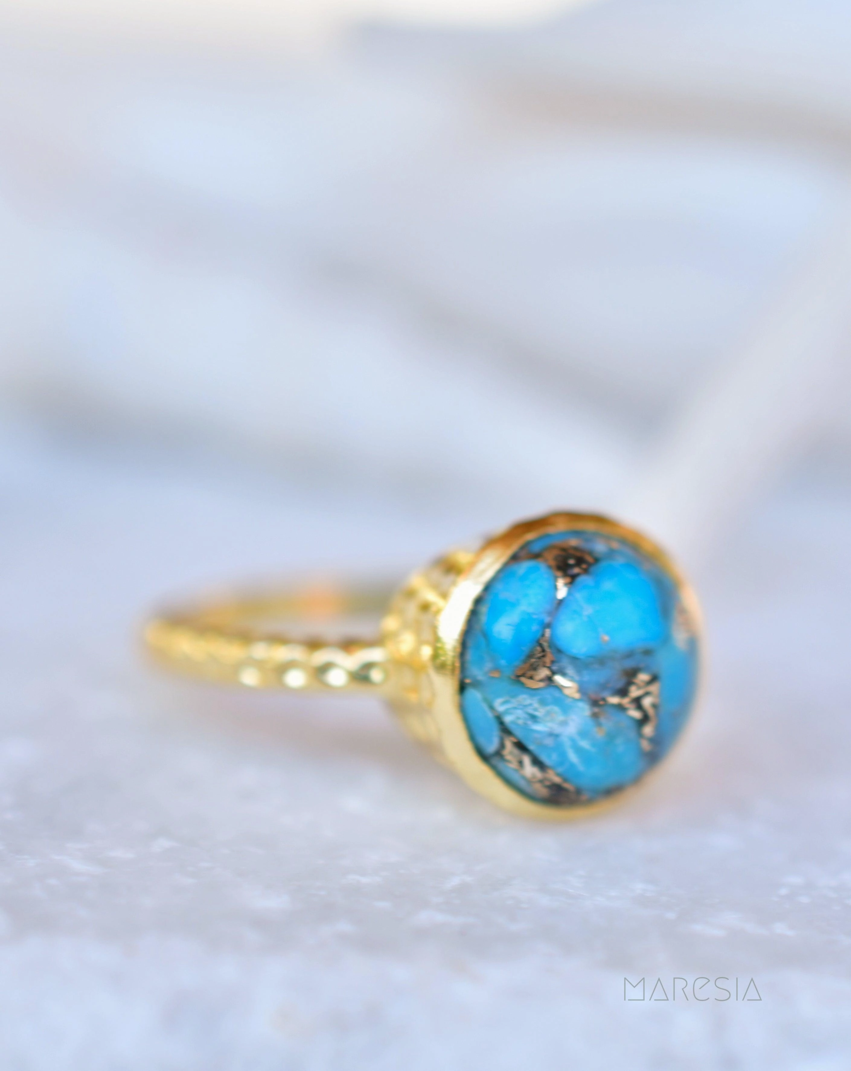 Gabi Copper Turquoise Gold Ring ~ 18k Gold Plated ~ SMR104