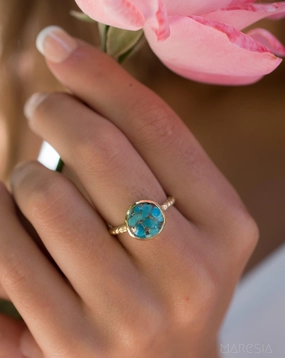 Gabi Copper Turquoise Gold Ring ~ 18k Gold Plated ~ SMR104
