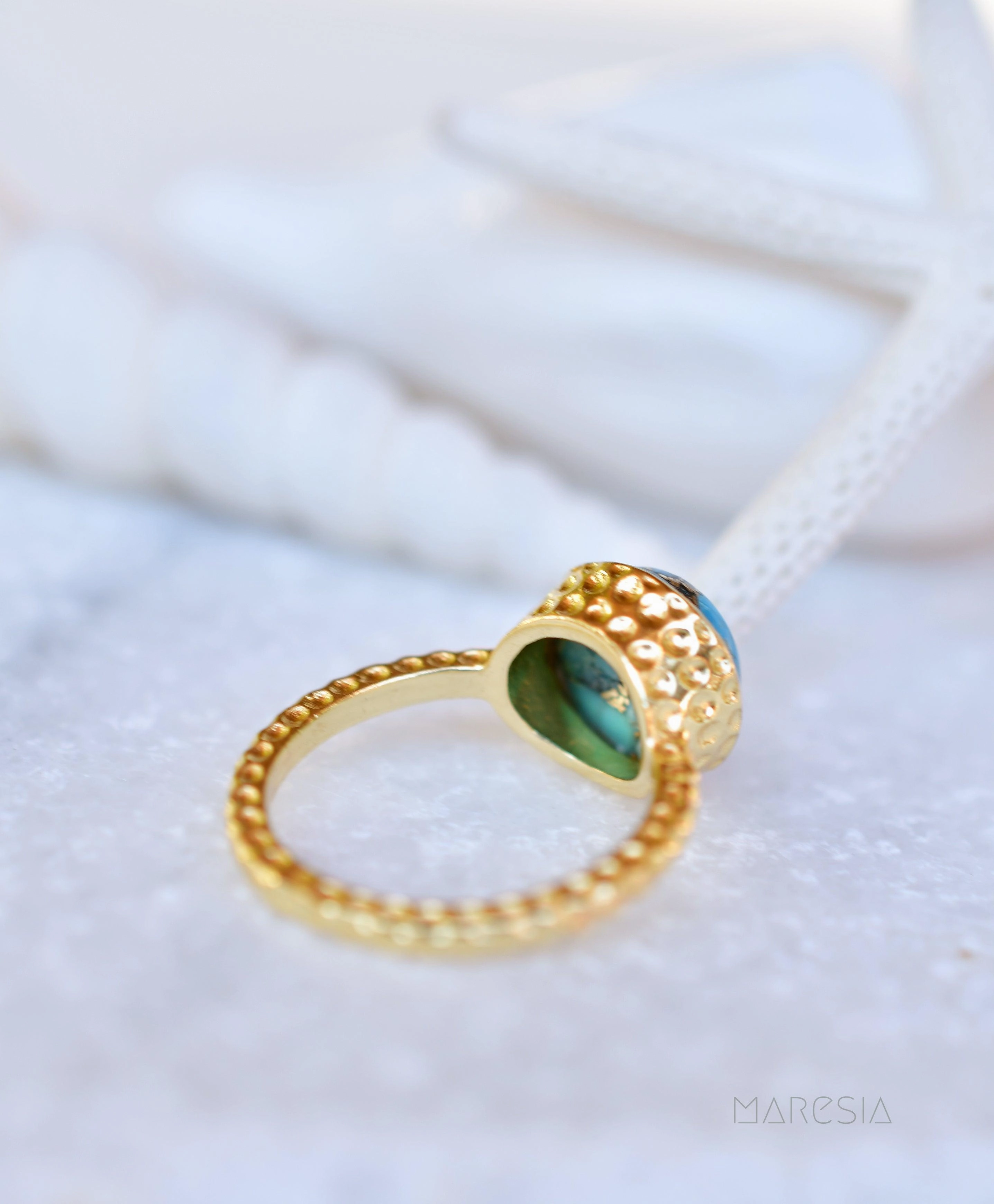 Gabi Copper Turquoise Gold Ring ~ 18k Gold Plated ~ SMR104